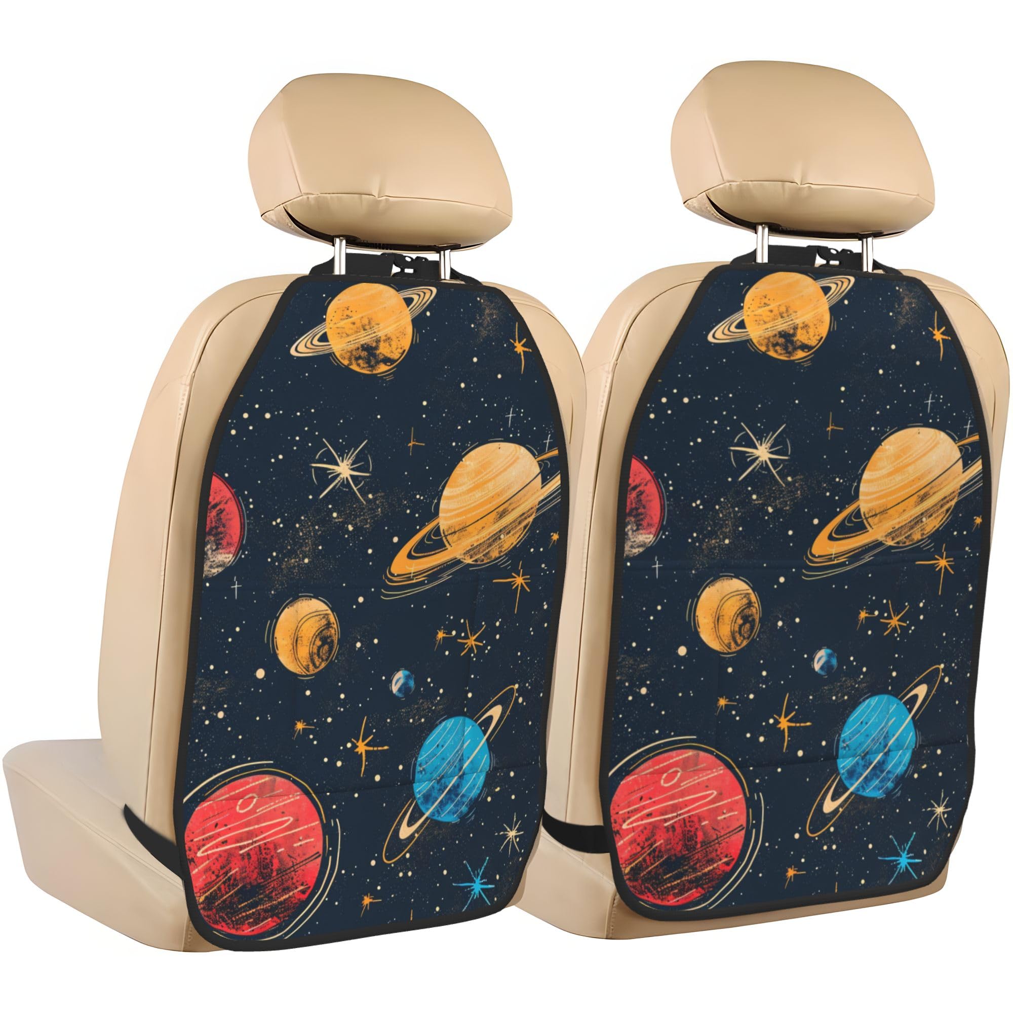 FEENADOL Back Seat Cover for Kids 2 Pack, Kick Mats Back Seat Protector with 3 Pocket Storage Organizer, Durable Easy to Clean for Vehicles to Protect