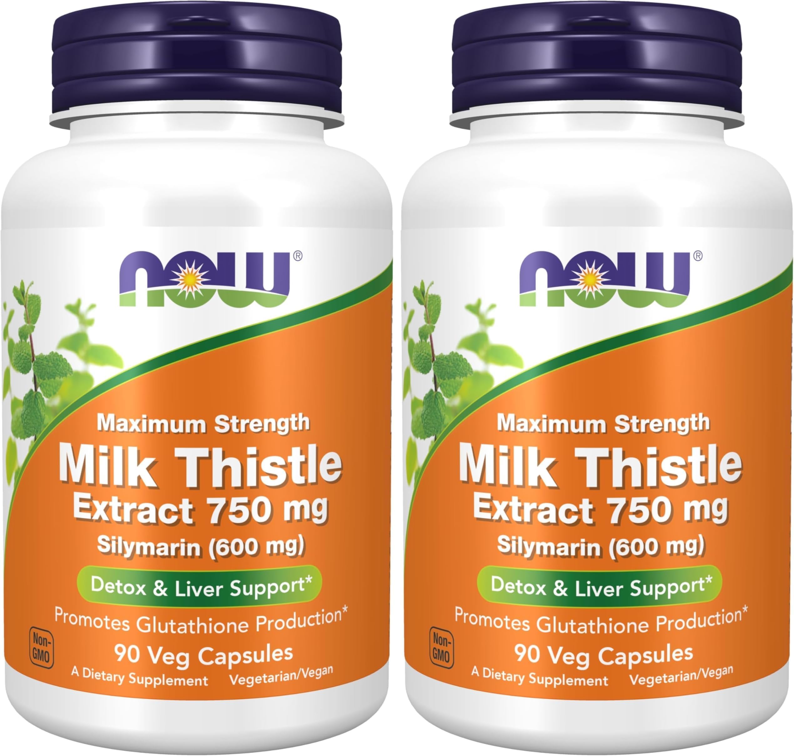 NOW Foods Milk Thistle Extract 750 mg Silymarin (600 mg), Maximum Strength - 90 Veg Capsules, (Pack of 2) 90 Count (Pack of 2)