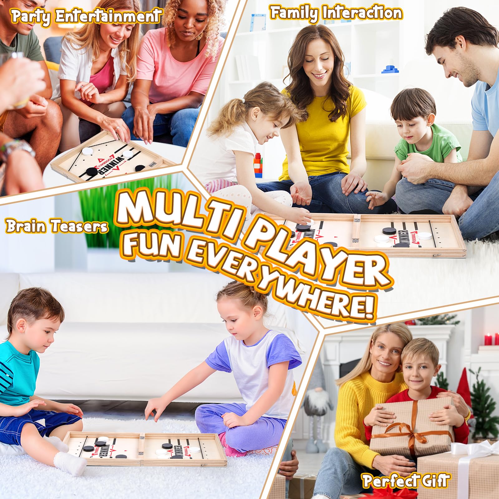 Fast Sling Puck Game - Foosball Winner Board Game, 2 in 1 Sling Puck Spiel Klappbar Hockey Brettspiel 2 Personen Tischfussball Gewinnerspiel Portable Tischhockey Kinder Interaktion Match-Spiel,58x29cm