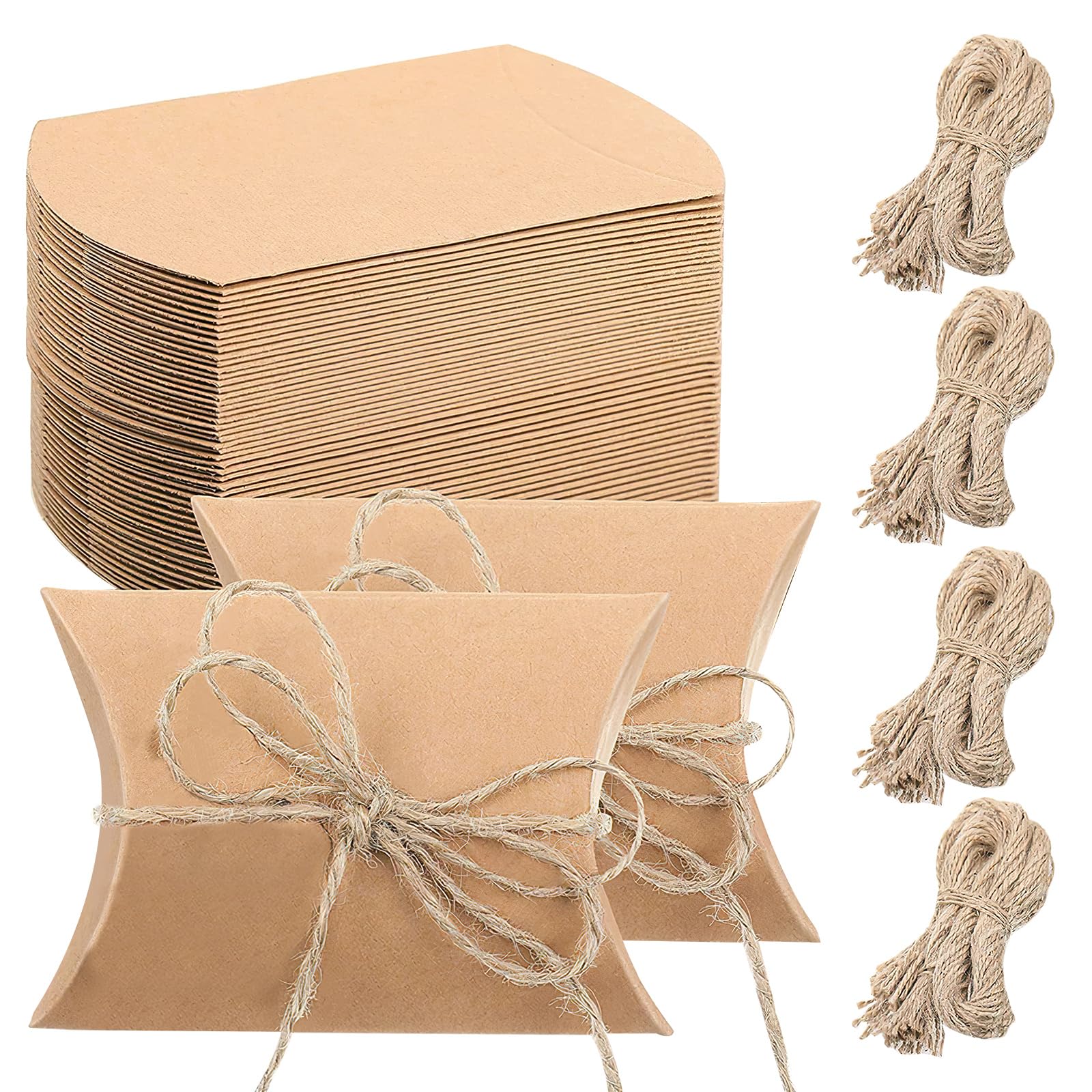 50 Scatoline Regalo Vintage In Carta Kraft Con Spago - Per Caramelle, Cioccolatini, Bomboniere E Ricordini - Foto 14