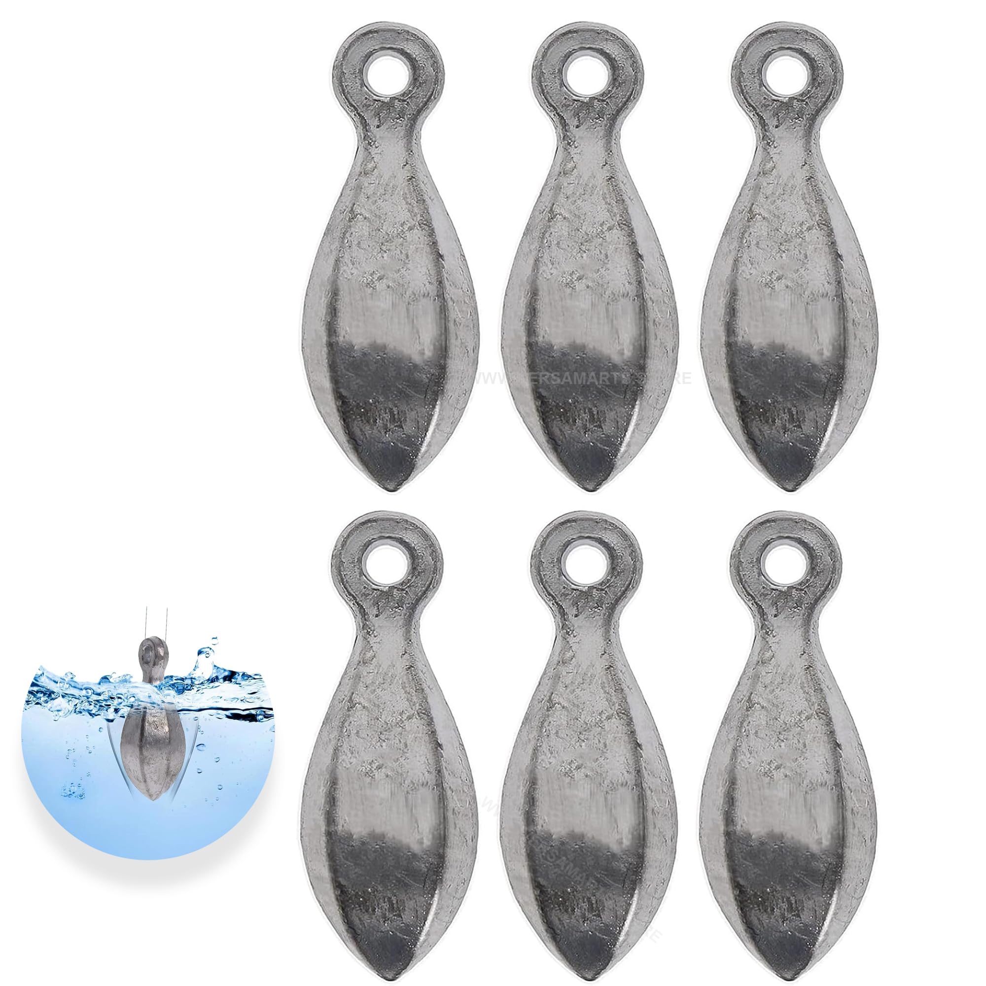 VersaMarts 20g Fishing Weights Assorted Set | Hexagonal Lead Sinkers with Ring for Sea Fishing | Saltwater & Freshwater Bullet Sinkers
