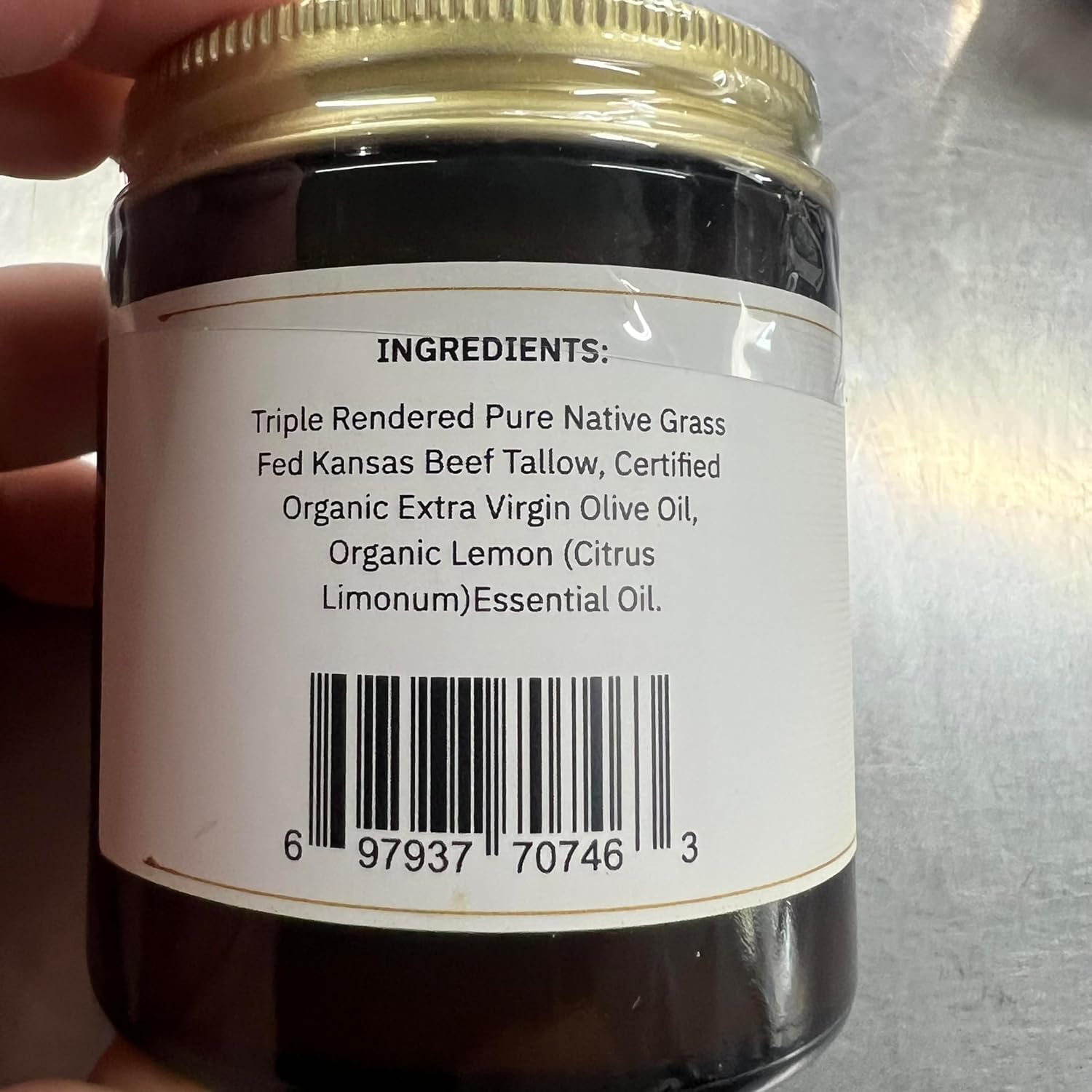 Grass Fed Beef Tallow Balm Grown and Made in USA - Organic Grass Fed and Finished Tallow - Moisturizing Skin Care Lemon 4 oz