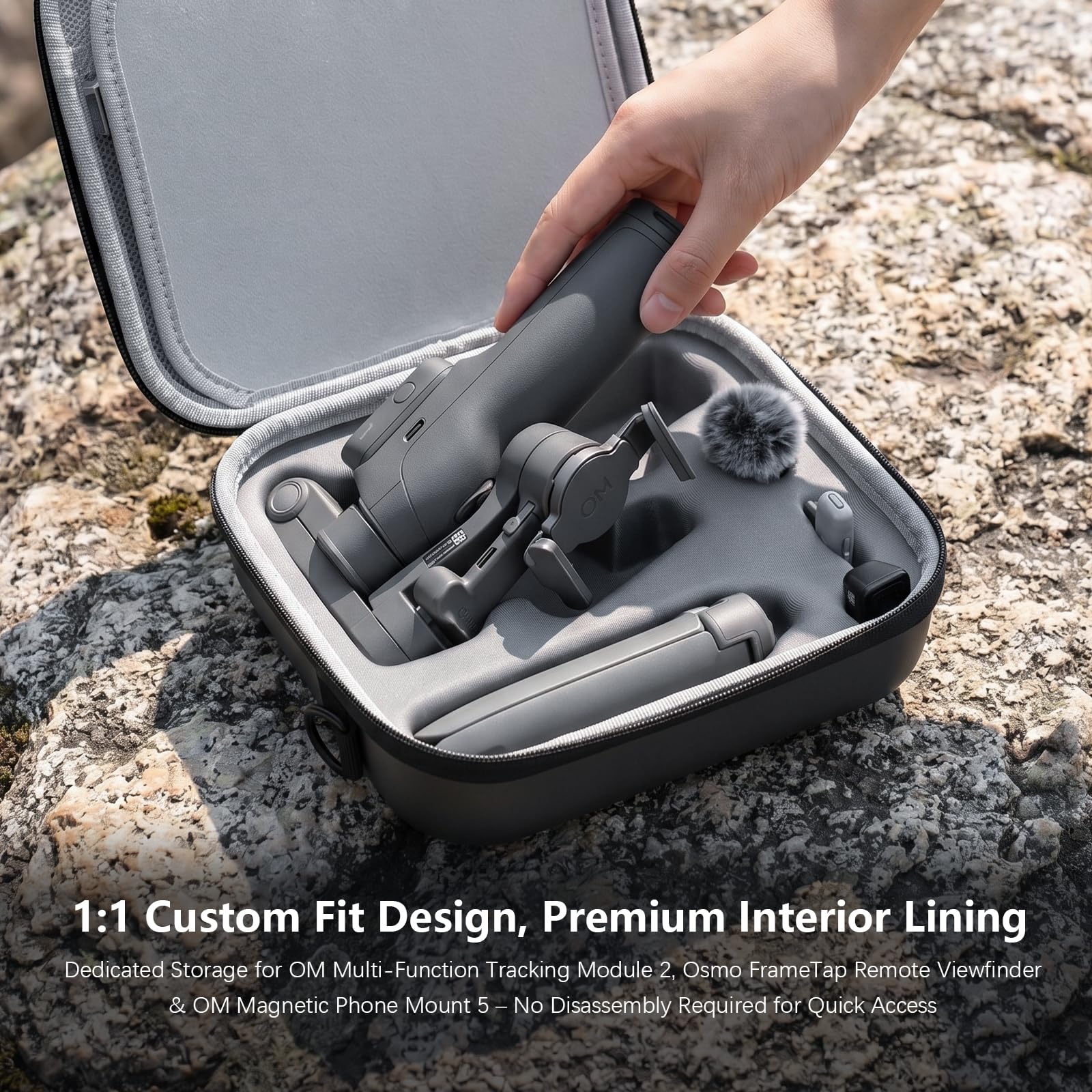 FPVtosky Sac Rigide Osmo Mobile 8P, Sac de Transport Étanche pour DJI Bundle Créateur Osmo Mobile 8P Stabilisateur & Accessoires, Étui Portable en PU Voyage/Photo Extérieure [Étui Seulement]