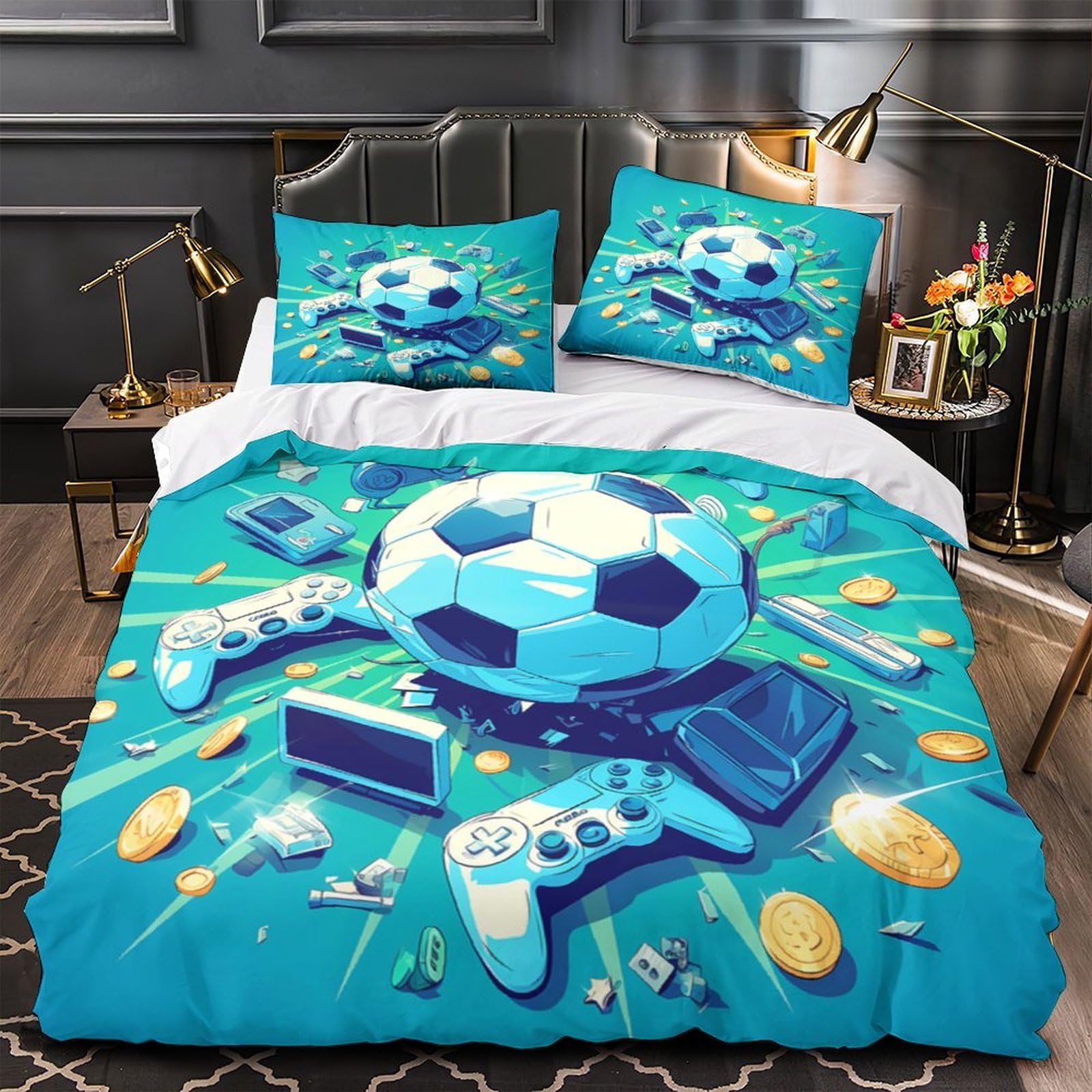 Parure de lit hypoallergénique avec housse de couette chat endormi 3D