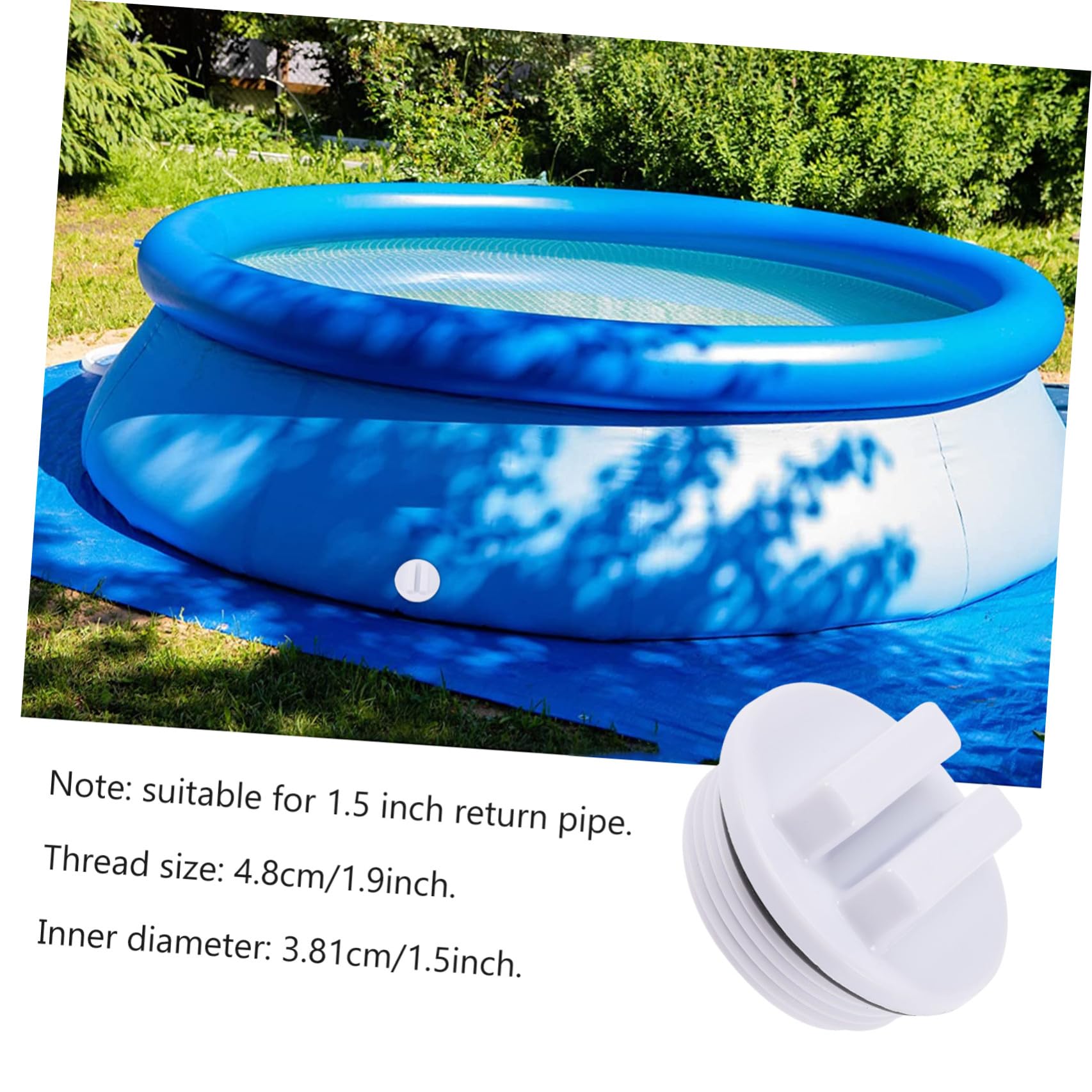 Set di tappi filettati per piscina con O-Ring, confezione da 6 per la prevenzione delle perdite d'acqua, gomma e materiale PP, adatto per filettatura piscina 4,8 cm, diametro interno 3,81 cm