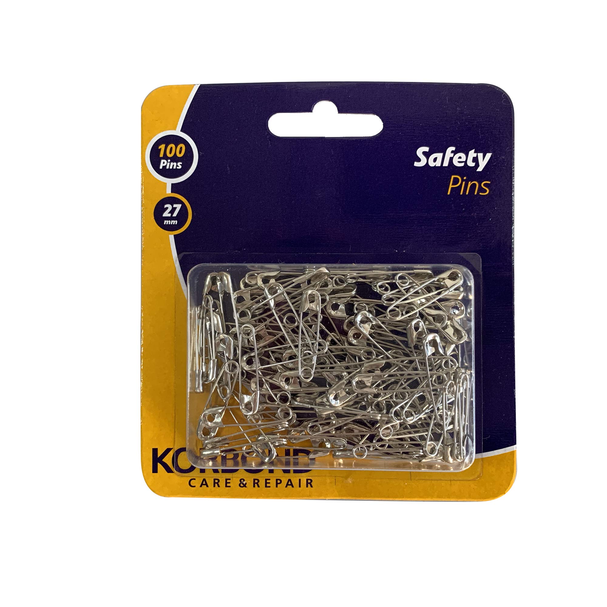 KORBONDSafety Pins, Alloy Steel, Silver, 27mm
