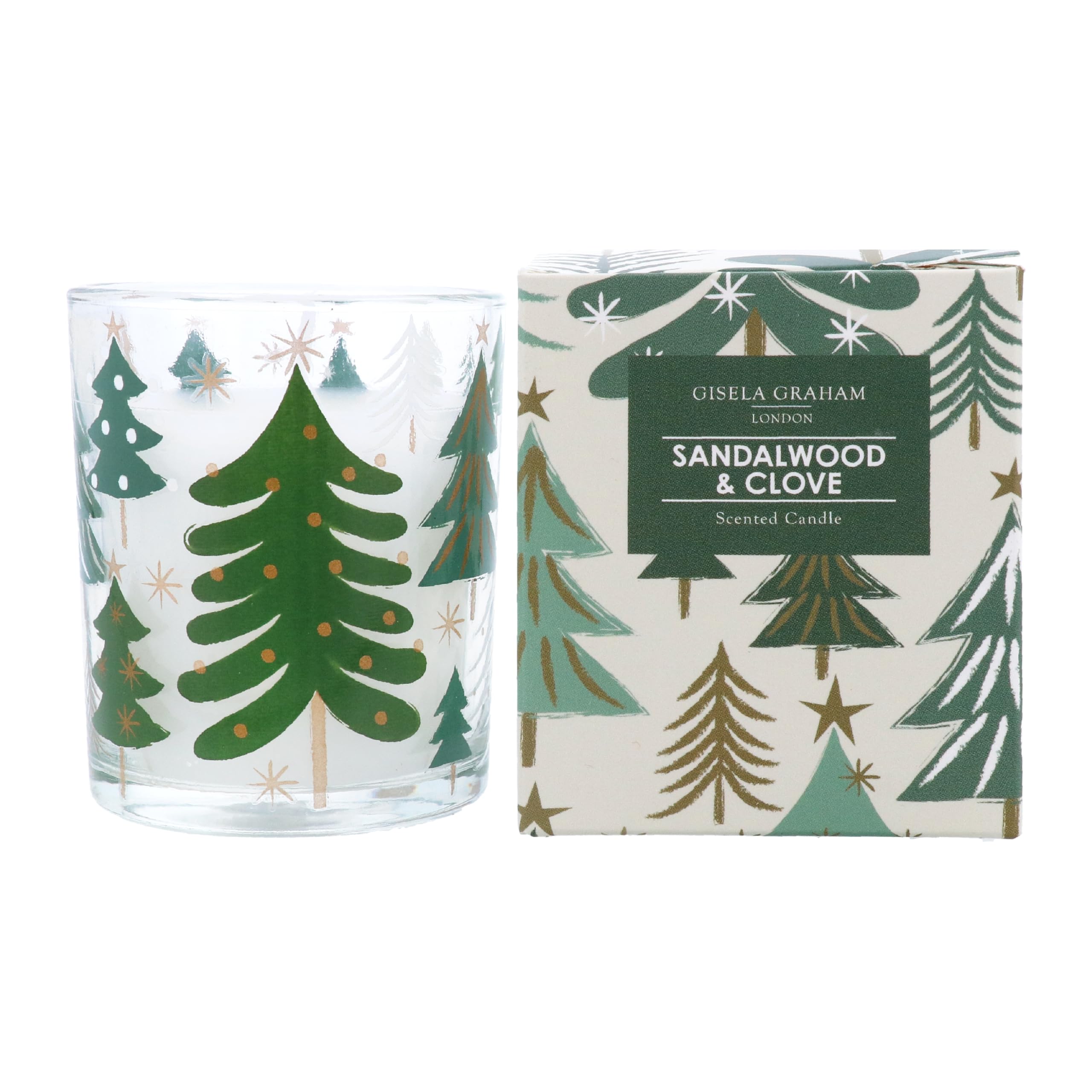 Gisela Graham Sandalwood & Clove Scented Candle – Christmas Tree Design