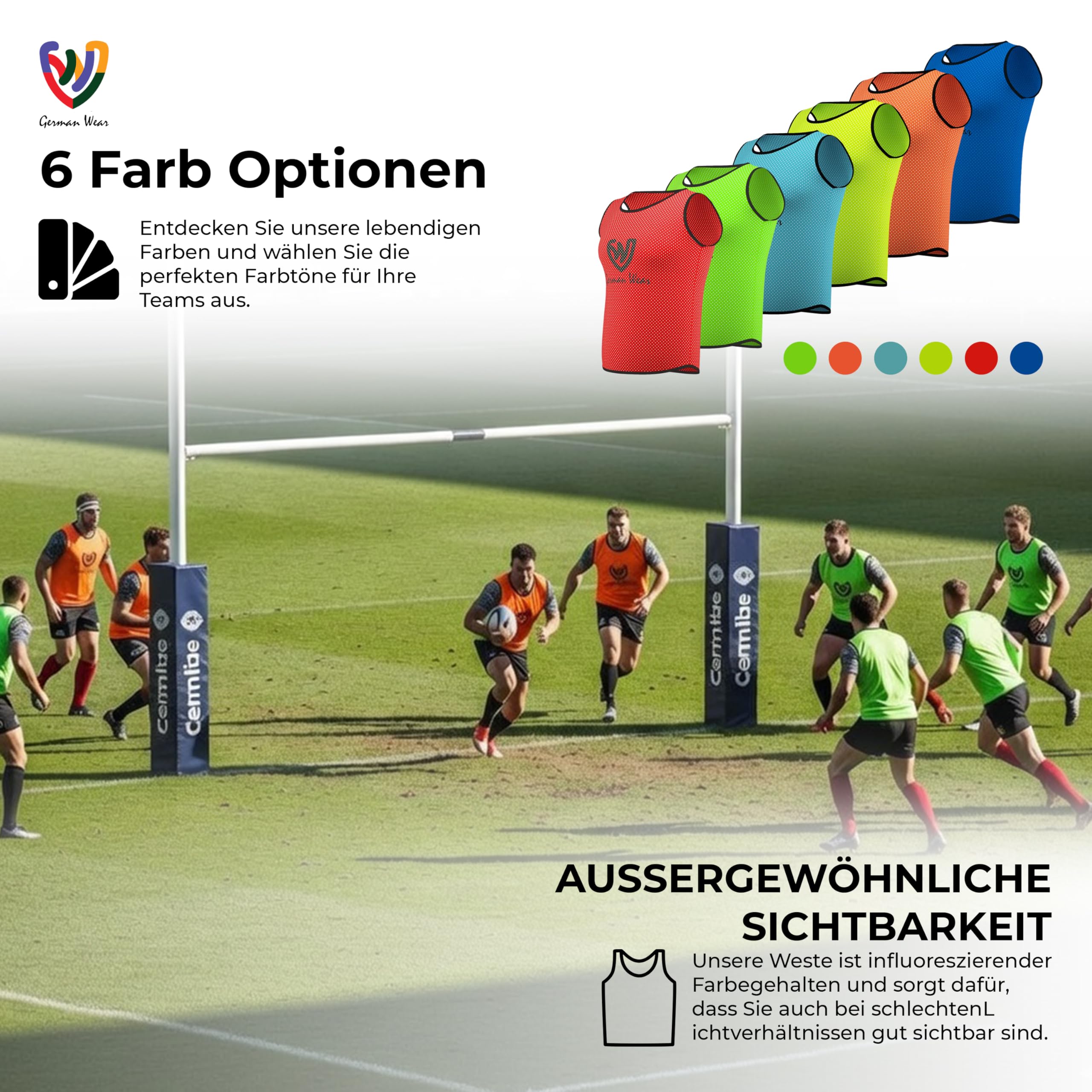 German Wear 12x Fußball Leibchen Trainingsleibchen Markierungshemd Fußballleibchen für Kinder Jugend und Erwachsene