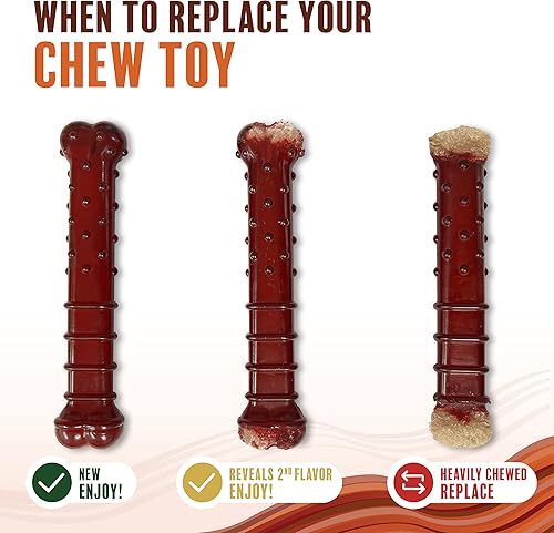 Miniatura 6 de Nylabone Power Chew Basted Blast - Juguetes masticables de doble sabor para perros masticadores agresivos, huesos duraderos para perros con 2 capas