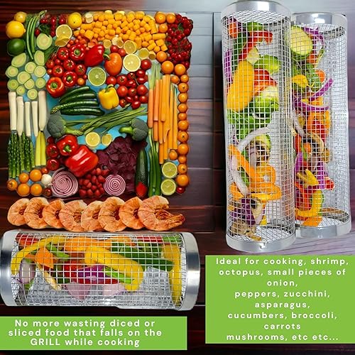 Miniatura 3 de Cestas de parrilla enrollables para asar al aire libre, cestas de parrilla para parrilla al aire libre, cesta de parrilla rodante, cesta de parrilla