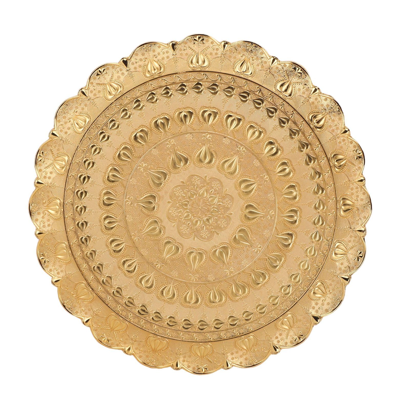 Turecka taca do serwowania herbaty i kawy w stylu vintage, okrągły, metalowy, wytłaczany, elegancki talerz do kawy do użytku na zewnątrz, komoda barowa na desery i rozrywkę