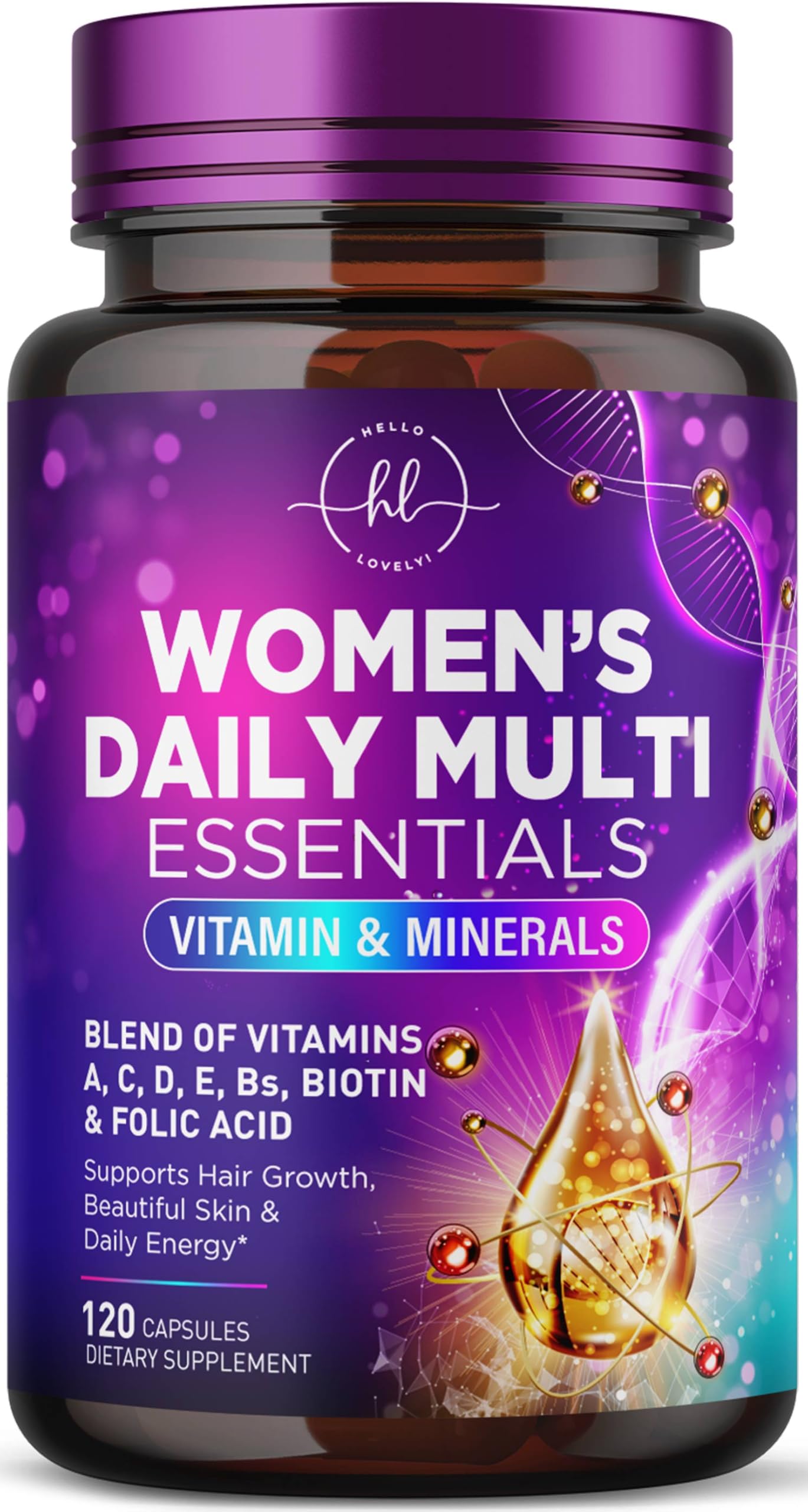 Multivitamin for Women - 3X Strength Daily Women Multivitamin, Vitamins A, D, C, E, Biotin, Folic Acid, Calcium, & Iron, Complete Multi Vitamin for Beautiful Hair & Skin, Bottled in USA, 120 Capsules 120 Count (Pack of 1)