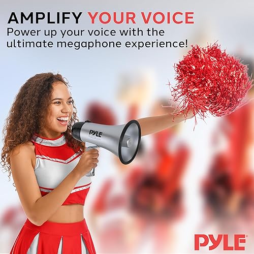 Miniatura 22 de Pyle megáfono altavoz compacto, funciona con baterías, sirena alarma, control de volumen (pmp20)