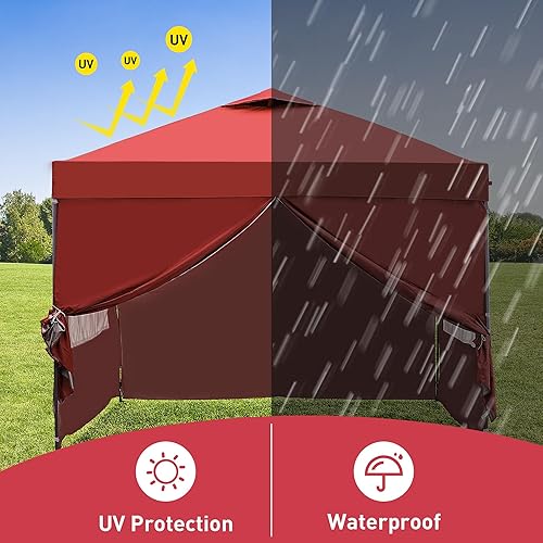 Miniatura 5 de GDY Toldo de campamento fácil de instalar de 10 x 10 pulgadas, tienda de campaña desplegable con 4 paredes laterales, toldo fácil de instalar para