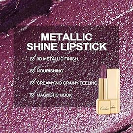 Oulac Purple Lipstick for Women with Metallic 3D Shine Lightweight Hydrating Formula, High Impact Lip Color, Vegan & Gluten Free Beauty, Full Coverage Lip Makeup, Virtual Violet(22)