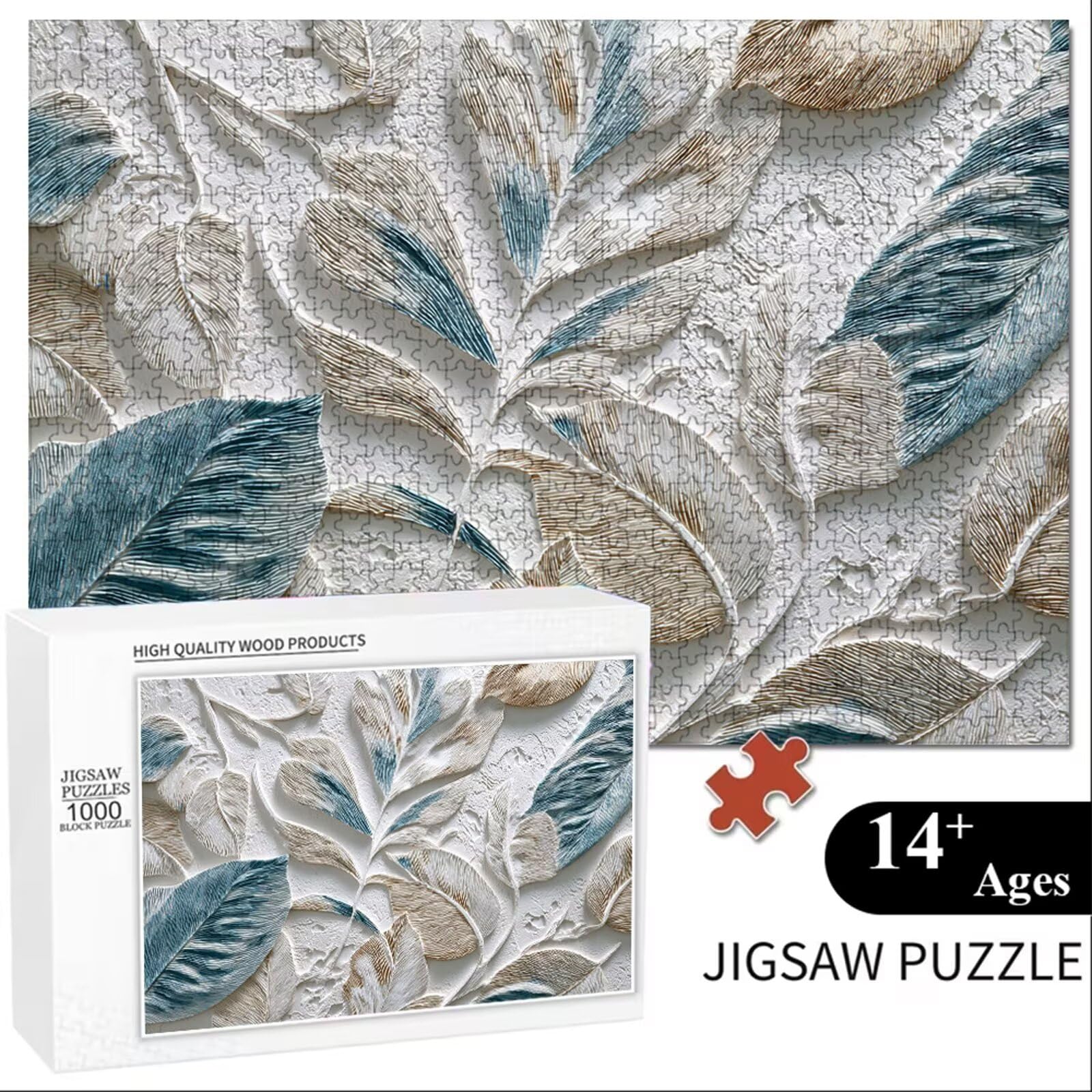 Puzzle 1200 Piezas Adultos Azul & Hoja, Rompecabezas con Letras Traseras y Póster, Pasatiempo Antiestrés, Decoración de Pared, Regalo Decorar Mujer Hombre 75 x 50 cm (14 Años +) P3#142