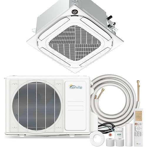 Senville 12000 BTU Ceiling Cassette Mini Split AC Heat Pump, 12000 BTU, 208/230V, Inverter