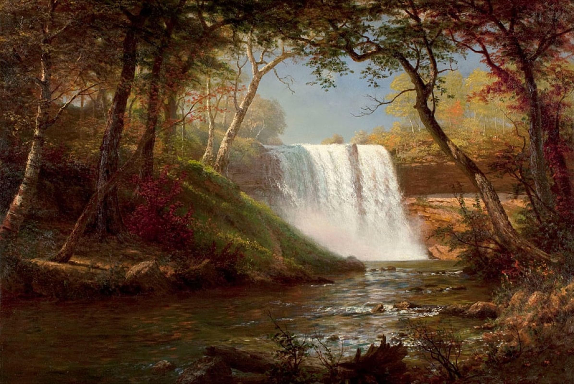 SERENDIPITP Aesthetic Poster Photo Wall Print Retro Picture Minnehaha Falls by Albert Bierstadt Modern Wall Artwork for Home Decor 60x90cm