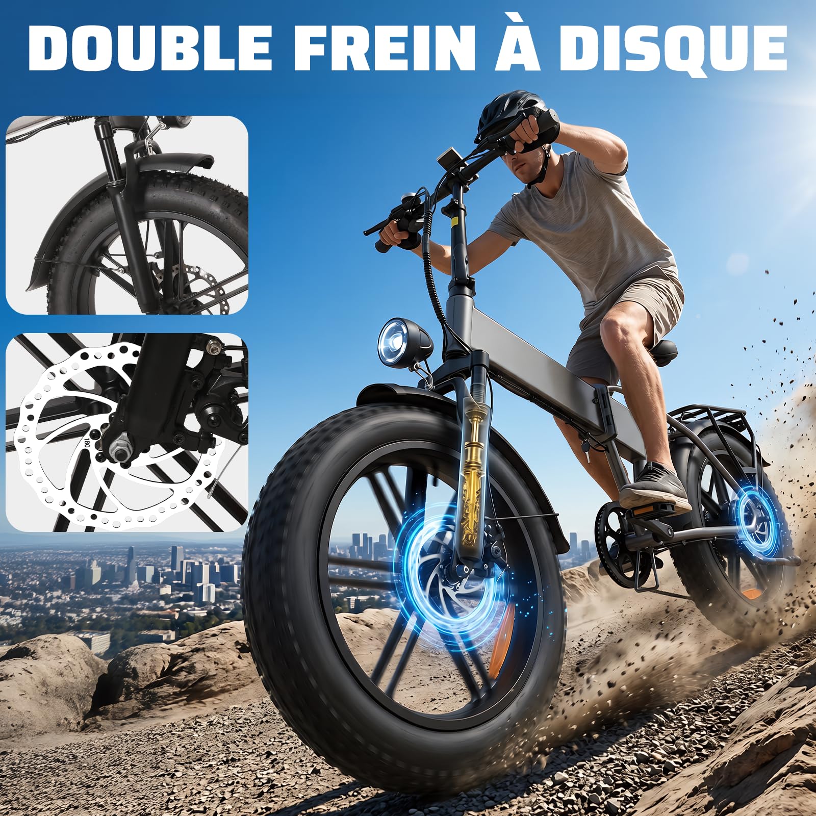 TODIMART Vélo Électrique Pliable 250W Fat Bike 20", Batterie 48V 13Ah