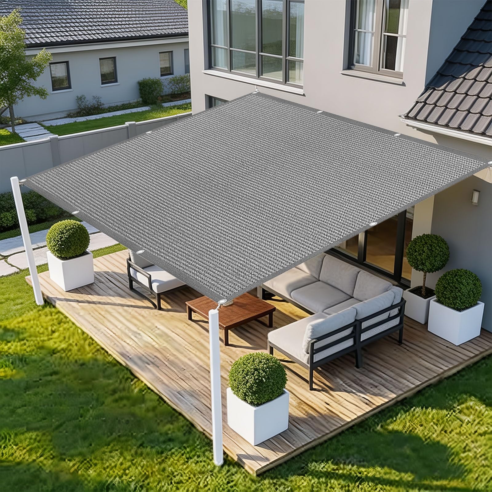 Sonnensegel mit Ösen 2.6 x 9 m UV Schutz Luftdurchlässig Wasserdurchlässig Wetterfest Reißfest mit Ösen Sonnensegel Quadratisch für Balkon Terrasse 