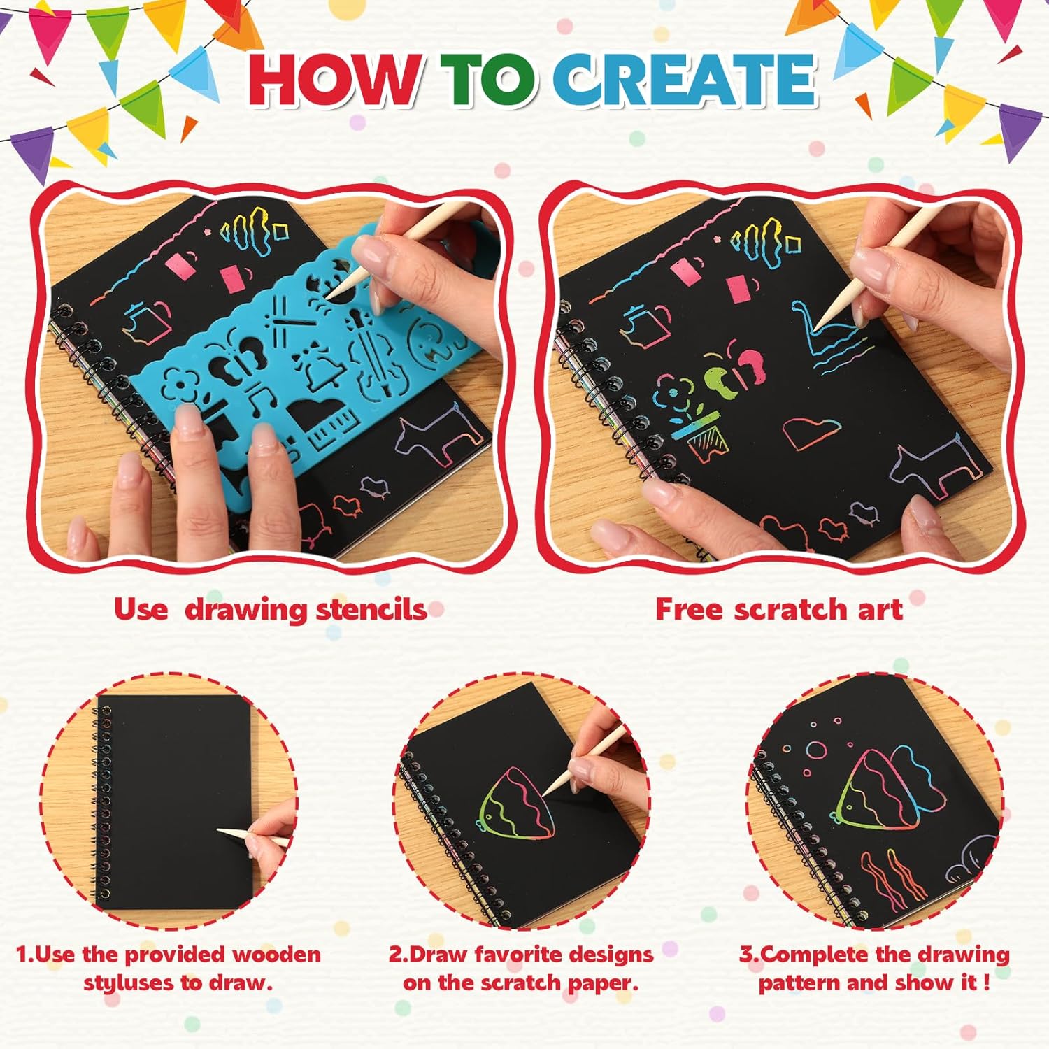 Prudiut 30 Pack Rainbow Scratch Art Notebook, Rainbow Scratch Paper Art Favors Easter Day Gift Birthday Favor for Kids School Classroom