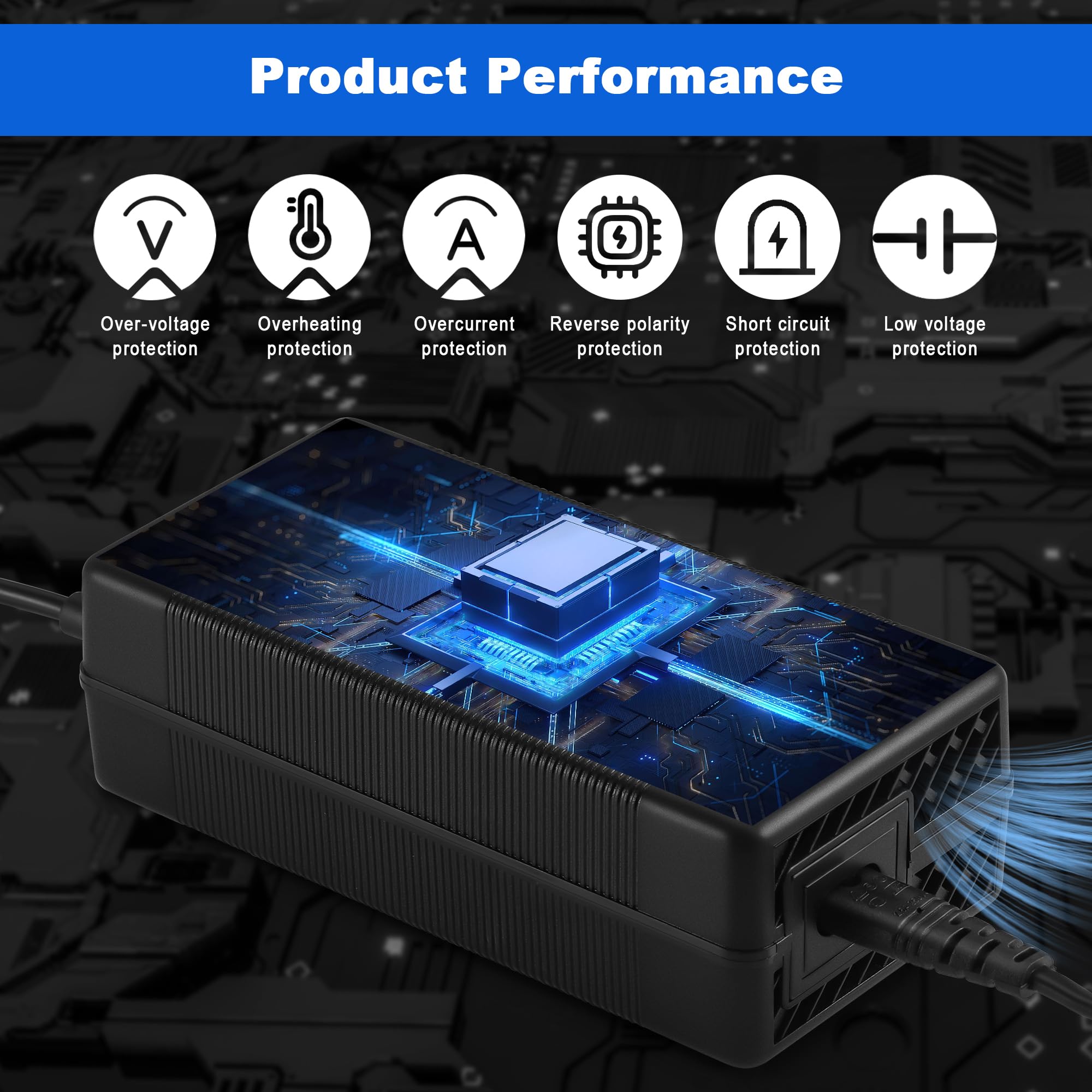 JIZZU Ładowarka do skutera elektrycznego, 42V 3A AC Hoverboard Adapter | Uniwersalna ładowarka z 5 złączami do skutera elektrycznego, równoważenia skutera, drifting board