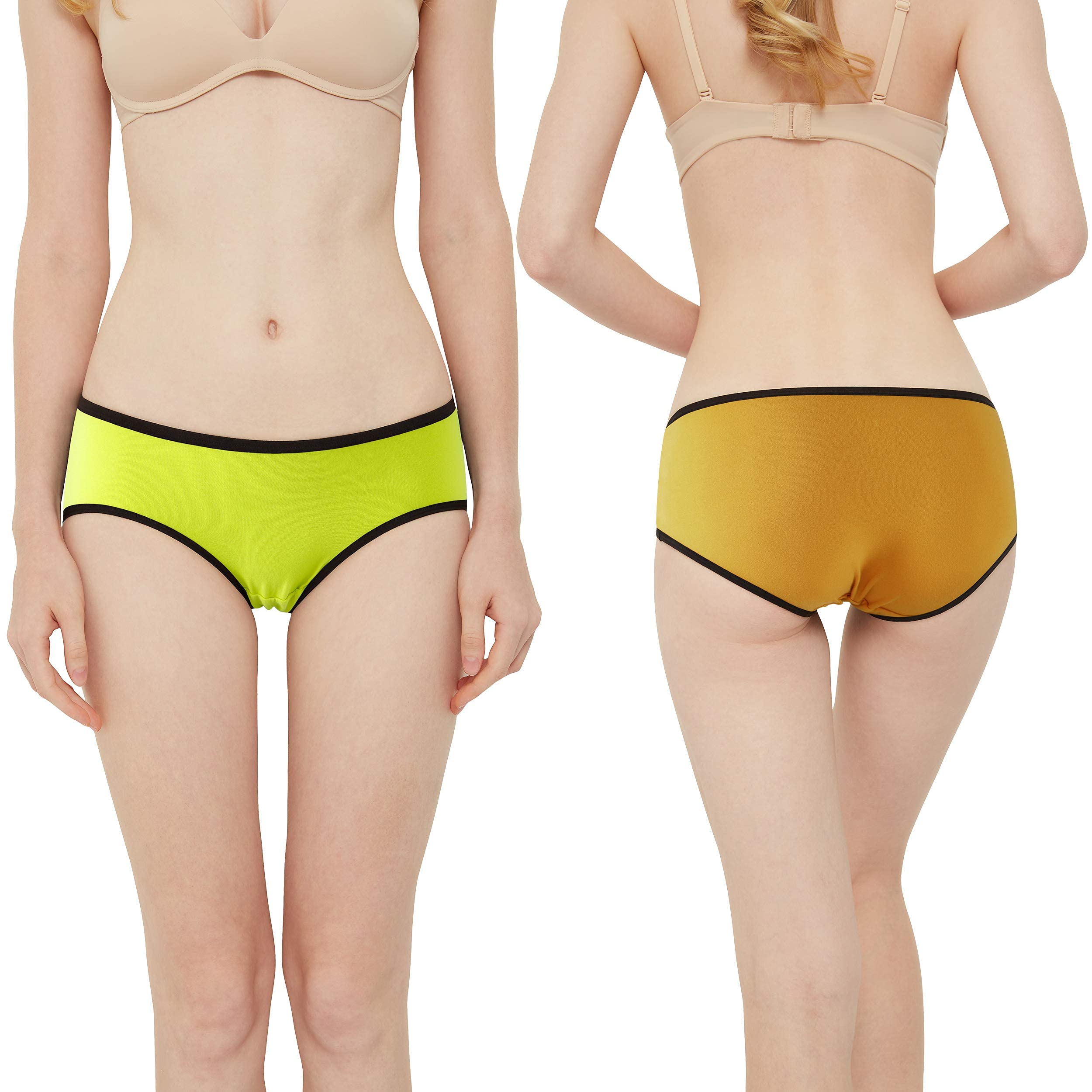 INNERSY Mutande Donna Cotone Vita Media Comode Slip Elasticizzato Intimo di Base Pacco da 6