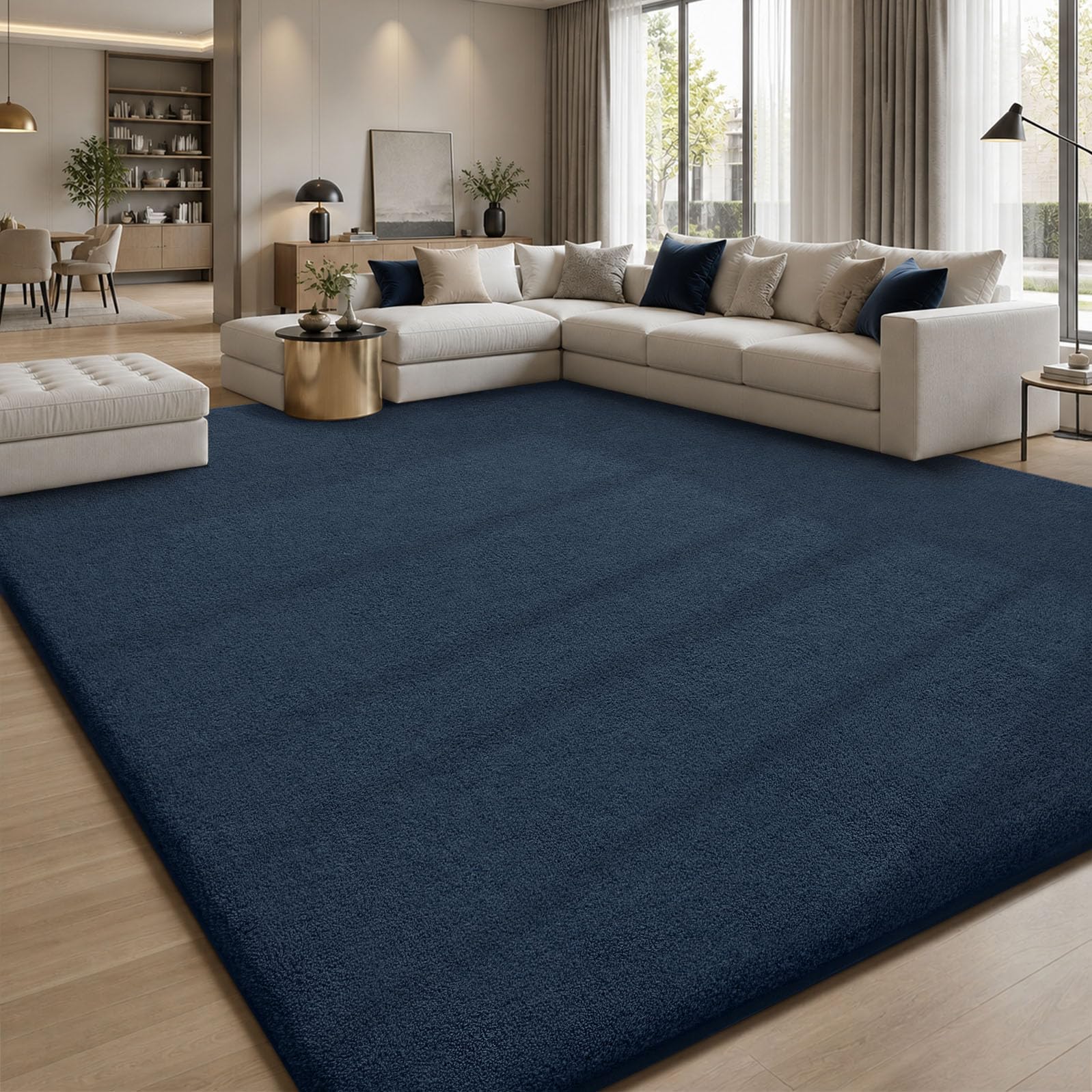 Sour Lemon 8x10 Navy Blue Plush Rug