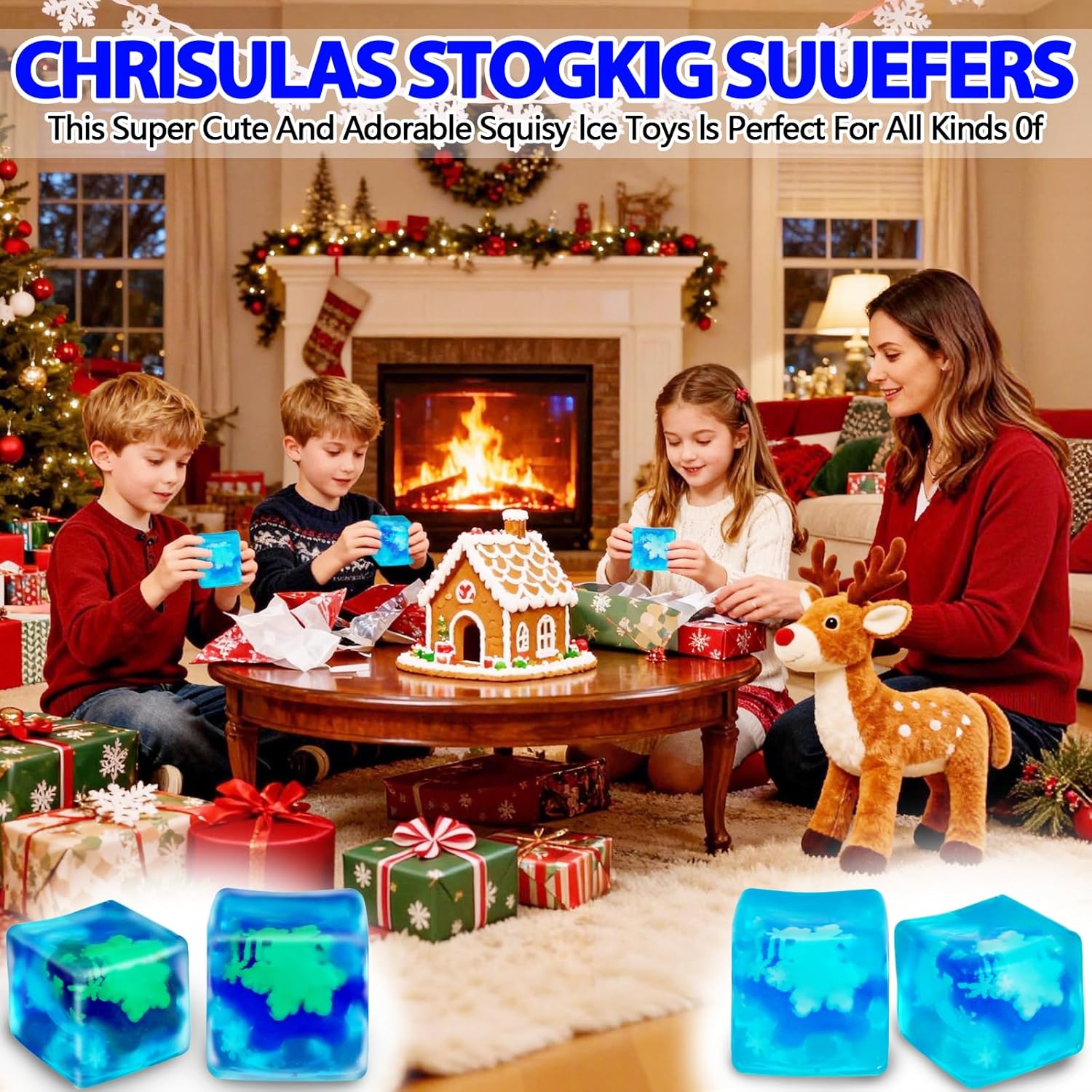 Ice Squishy Stress Cube Fidget Toys Adults, Luminous Snowflakes 5cm(1.97") Glow in The Dark Sensory Toys for Kids with Autism for Kids Squeeze Toys for Anxiety Stress Relief - Image 9