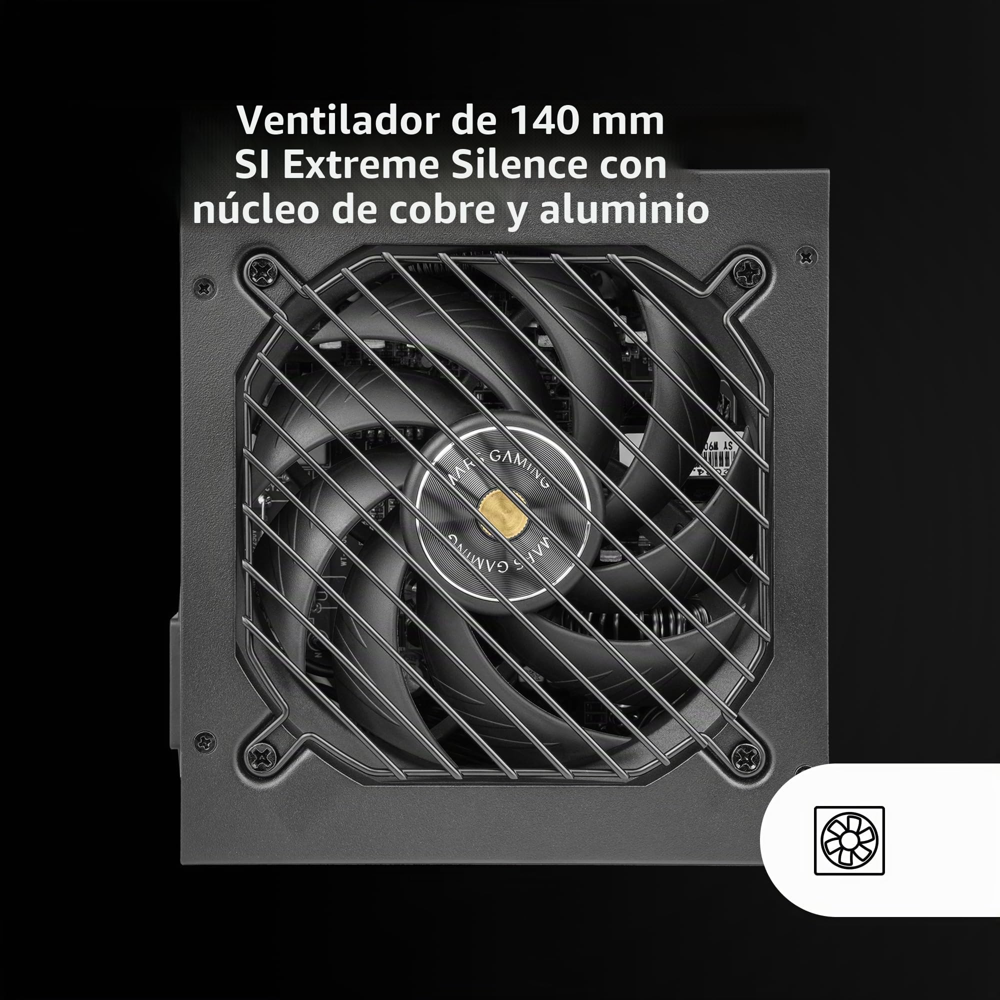 Mars Gaming MPB850SIM, Fuente Alimentación Full Modular ATX 850W, 7 Años Garantía, 80Plus Bronze 230V EU, 90% Eficiencia, Ventilador SI Extreme Silence 140mm, Tecnologías AI2-RPM, DC-DC y SMD, Negro