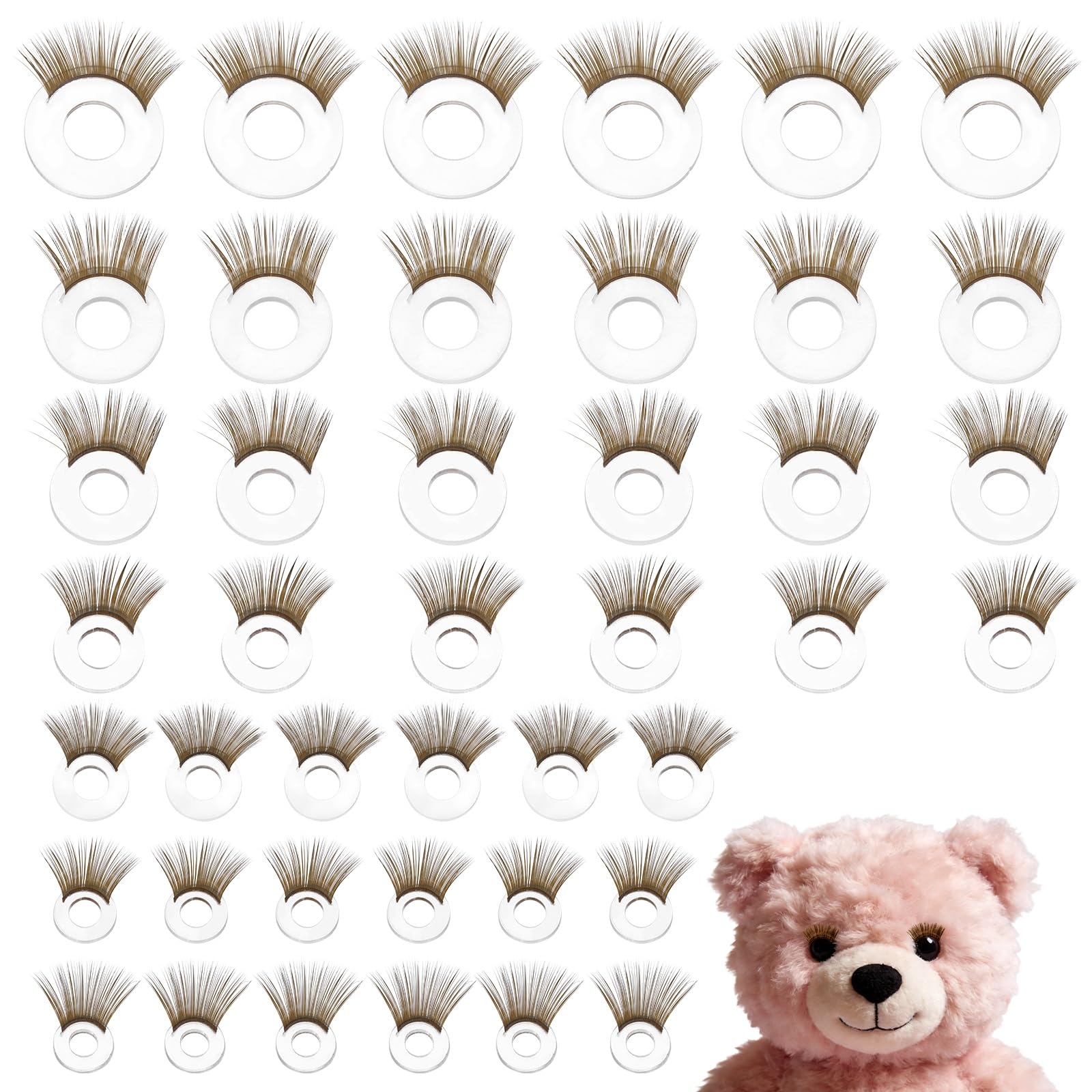 sourcing map 28 Pcs Safety Doll Eyelashes for Crocheting, 7 Sizes Doll Eyelashes Safety Eye Accessories Plastic Stuffed Animals Crochet Supplies for DIY Doll Bear Puppet Making, Brown