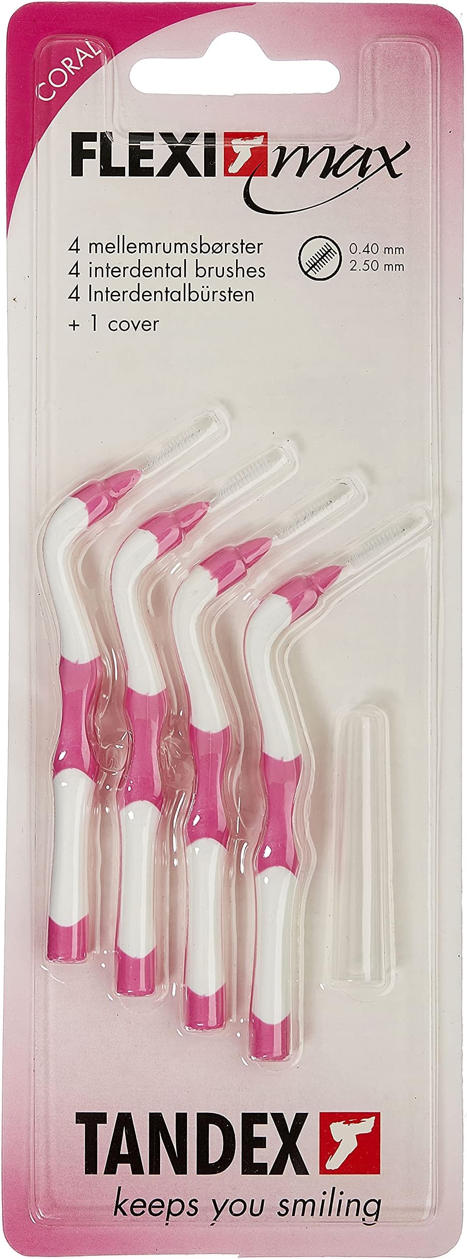 TandexFlexi Max 4 Interdental Brushes Coral 0.4mm - Pack of 6