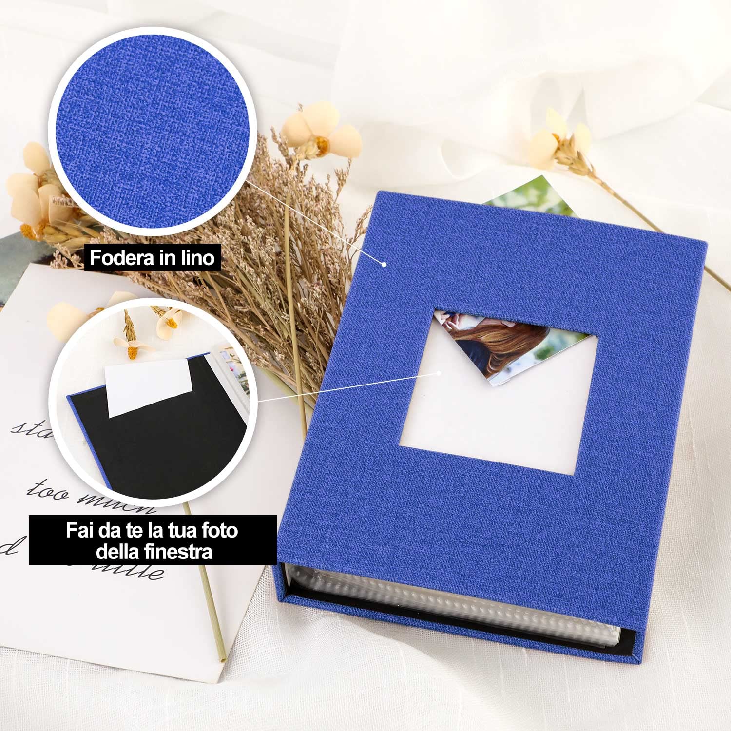Lanpn Album Fotografico 10x15 50 con Tasche 2 Confezioni, Piccolo Mini Biancheria Album Foto Portafoto Verticale 10x15cm Tascabile Tasca Blu