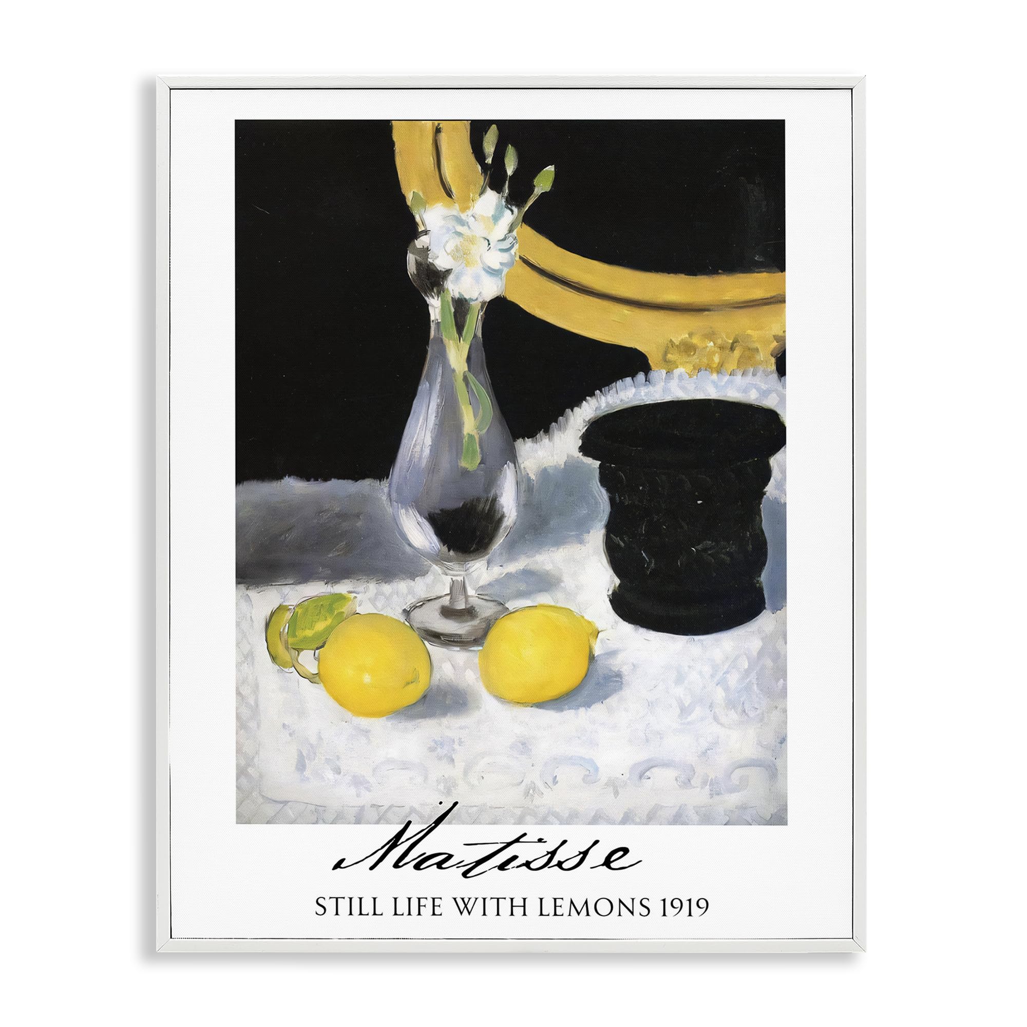 Stupell Industries 'Matisse Still Life Lemons', Framed Giclee Art, White, 16 x 20 Inches, Easy to Hang and Sturdy, Made in USA, by Vintage Hustle