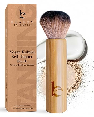 Kabuki - Brocha bronceadora ultra suave para rubor, polvo suelto, base líquida y polvo y autobronceador, herramienta de mezcla de maquillaje fácil