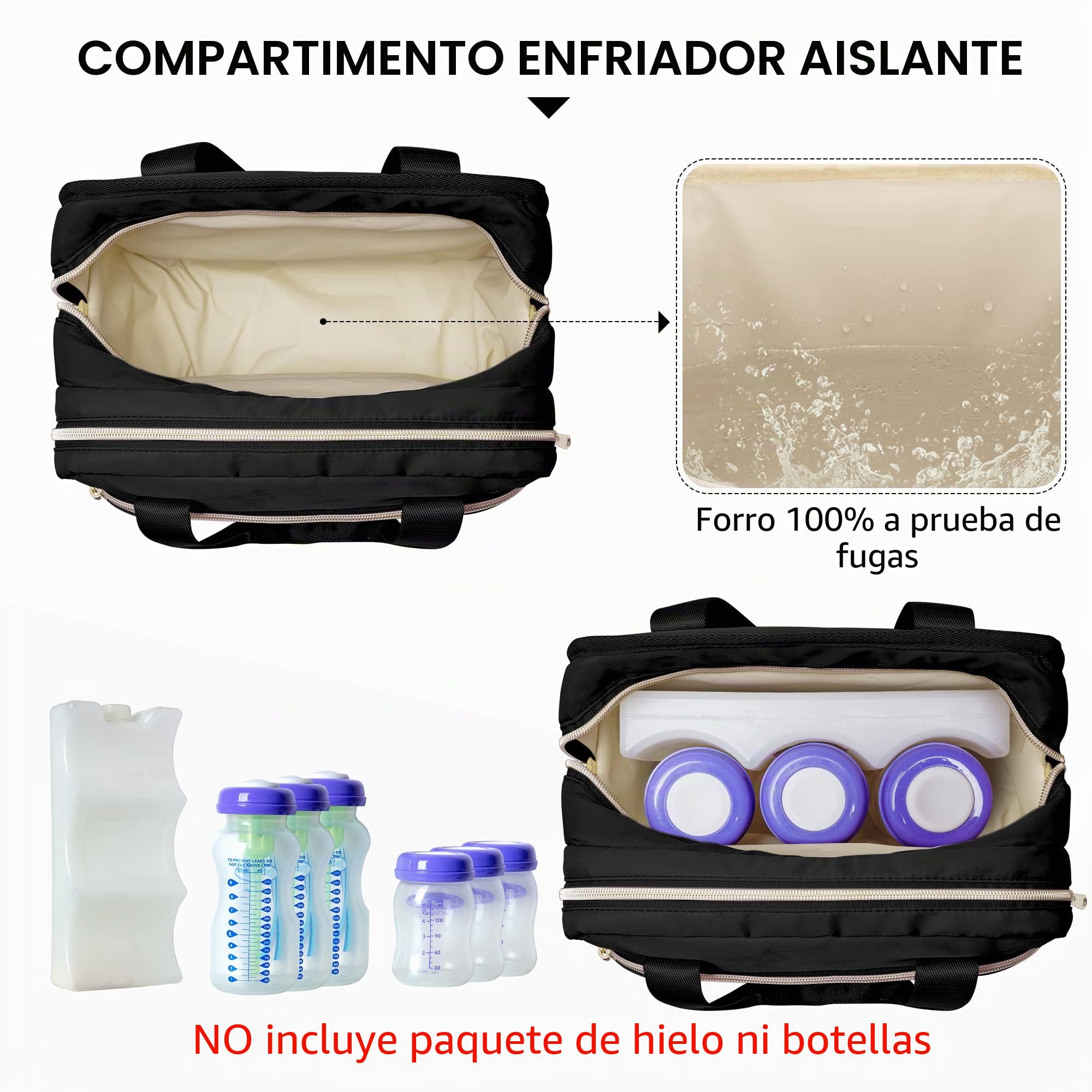 Fasrom Bolsa para extractor de leche portátil con hielera compatible con los extractores manos libres Elvie y Pump in Style de Medela, maletín portátil para madres trabajadoras Negra