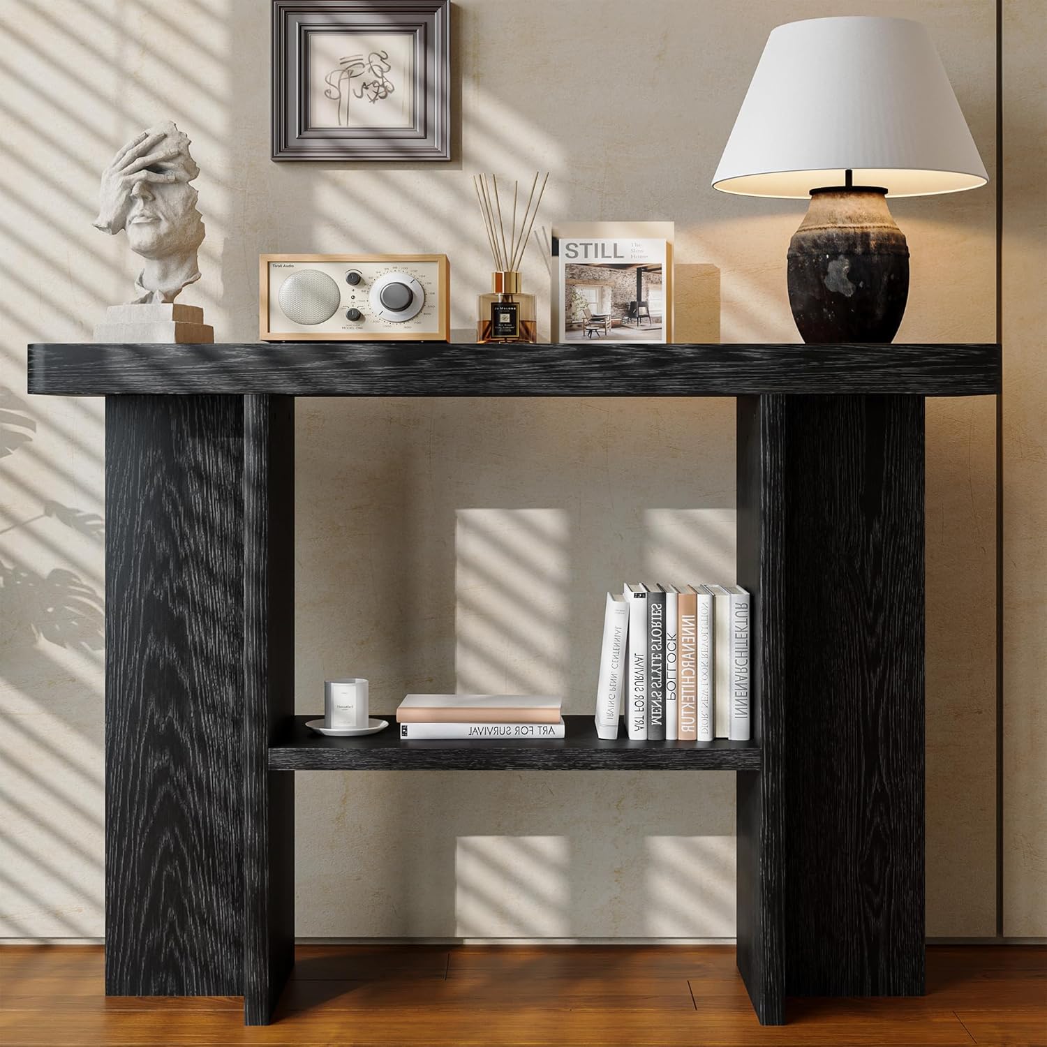 senlin Sofa Table, 47 Inch Console Table, Narrow Entryway Table for Hallway, Behind The Couch, Living Room, Foyer, Easy Assembly(Black)
