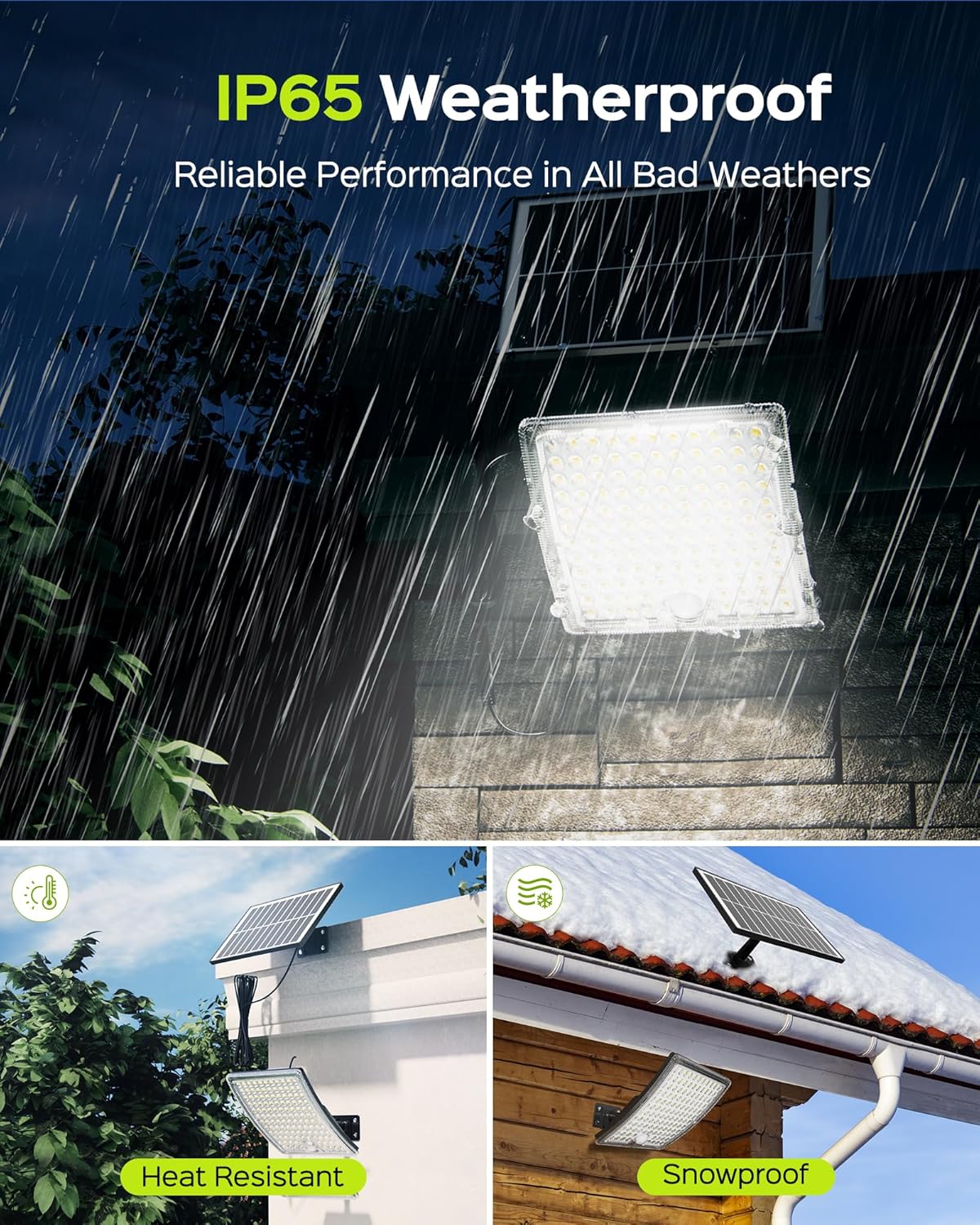 JACKYLED Solar Powered Motion Sensor Flood Lights for Outside, Dusk to Dawn Solar Security Lights Outdoor Waterproof, 2 Pack