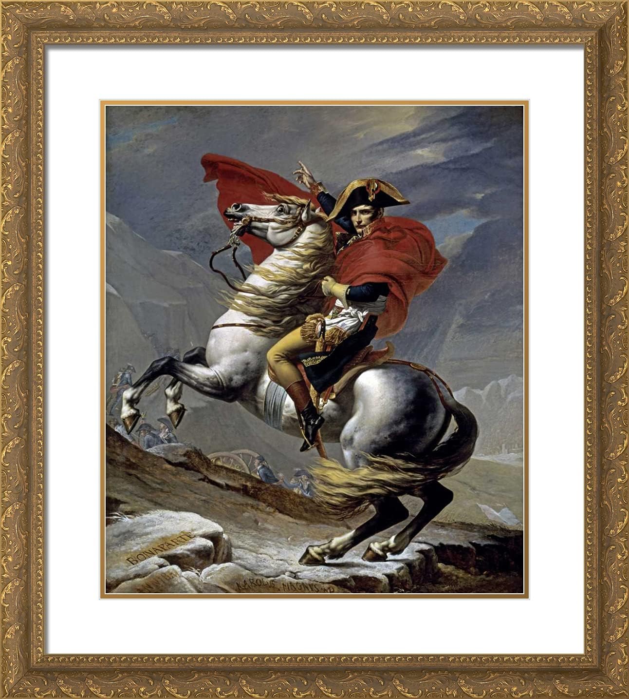 ArtDirect David, Jacques-Louis 20x22 Gold Ornate Framed Art Print with Double Matting Titled: First Consul Crossing the Alps