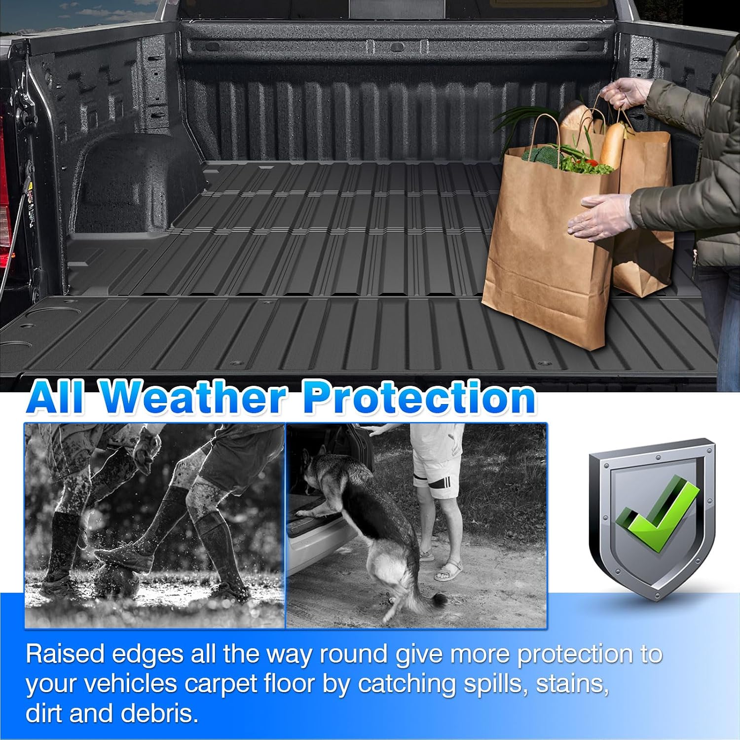 CARTIST Truck Bed Mat for 2019-2026 Chevy Silverado/GMC Sierra 1500 Crew Cab 5.8FT (Not Fit Multipro Tailgate/Drop-in Liners), All Weather Truck Bed Liner with Tailgate Mat for Silverado Accessories
