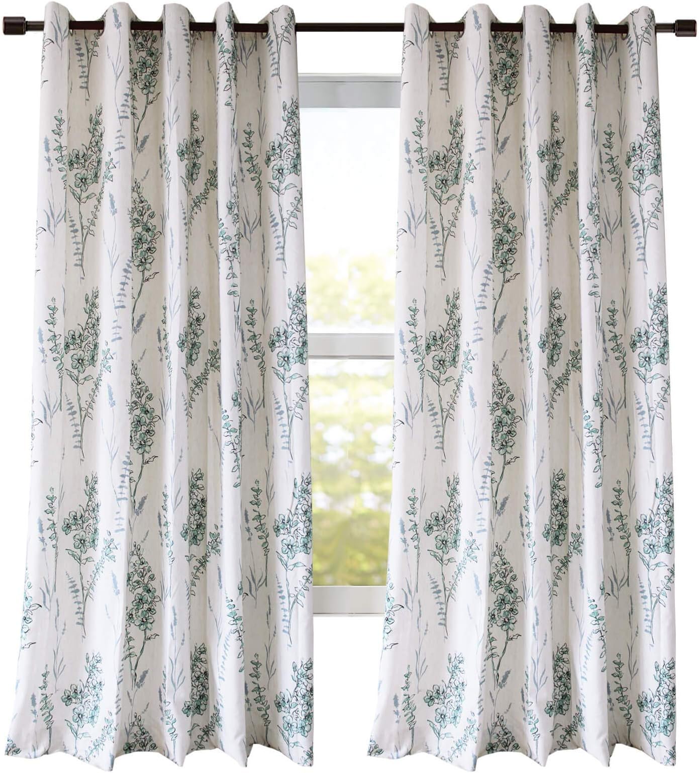 Blue Sage Curtains Living Room Drapes - Anady 2 Panel Beautiful Curtains Grommet Drapes 100 inch Length Extra Long