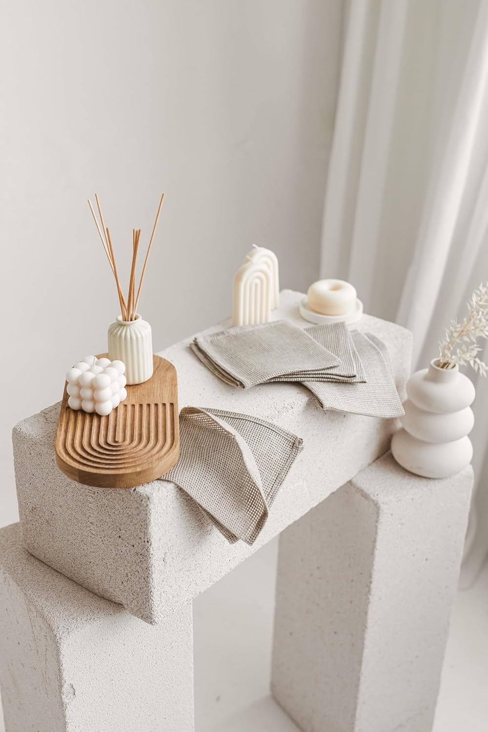 Linen Exfoliating Washcloth for Face - 4-Pack - 100% Flax Linen Washcloths - 12x12-inch Small Exfoliating Towel - Natural Face Towel Wash Cloth