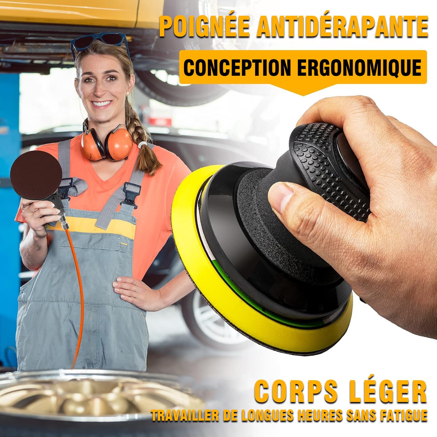 Levigatrice Orbitale Ad Aria Autolock 125 Mm - Per Legno, Metallo E Carrozzeria, Velocità Regolabile