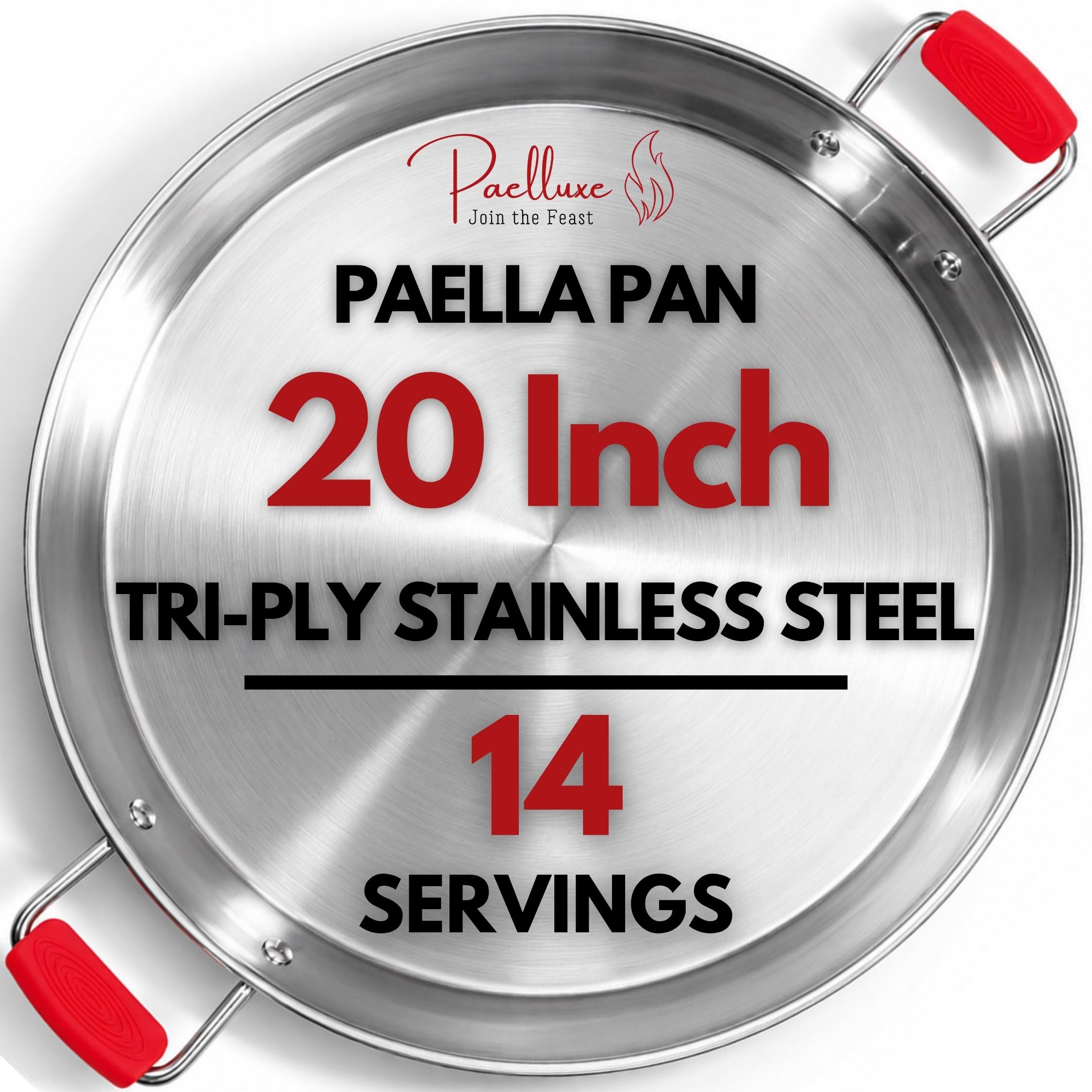 Paelluxe 20" Stainless Steel Paella Pan - Party Size -1
