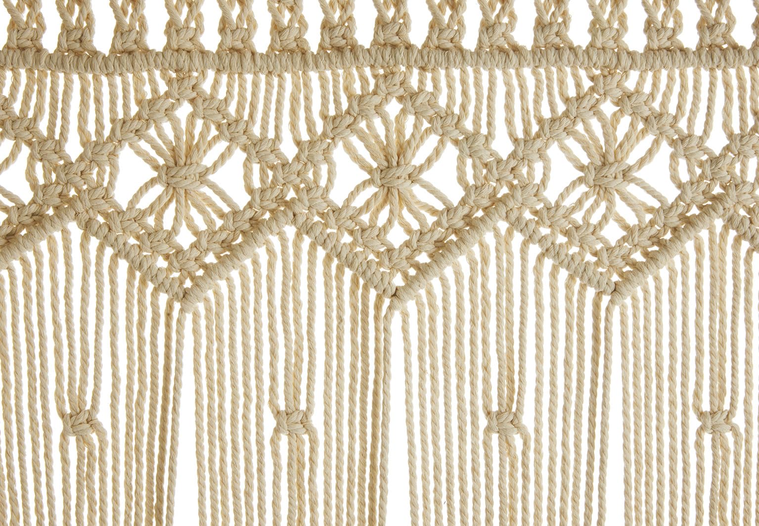 Kobolo Türvorhang LACE 95x200/220 cm, handgewebter Makramee-Vorhang, Baumwolle, Beige, Boho-Dekoration für Türen & Fenster, Hochzeitsdeko, Raumteiler & Wandbehang, Gewebte Tapisserie, Fadenvorhang