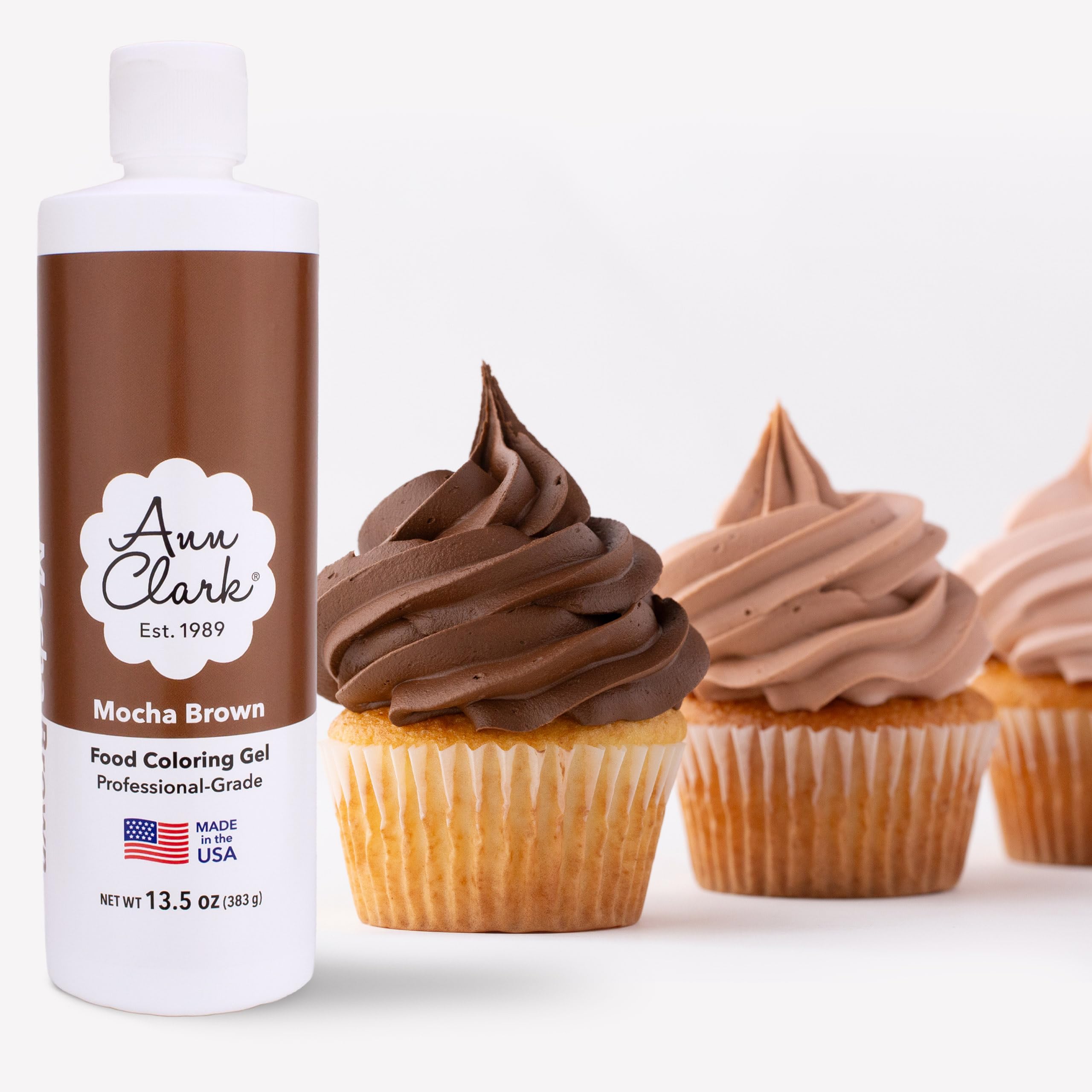 Ann Clark Mocha Brown Food Coloring Gel Extra Large 13.5 oz Bottle Professional Grade Made in USA
