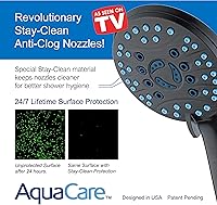 Vista 3 de Hotel Spa AquaCare Cabezal de regadera de mano de alta presión de 8 modos – Boquillas antiobstrucción, lavado a máquina integrado para limpiar