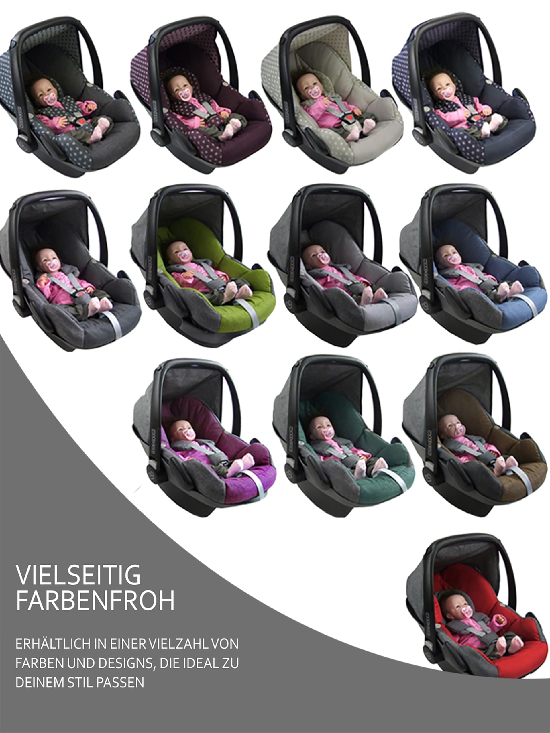 BambiniWelt Ersatzbezug Babyschale 5-teiliges Set kompatibel mit Maxi-Cosi Pebble Sterne olive