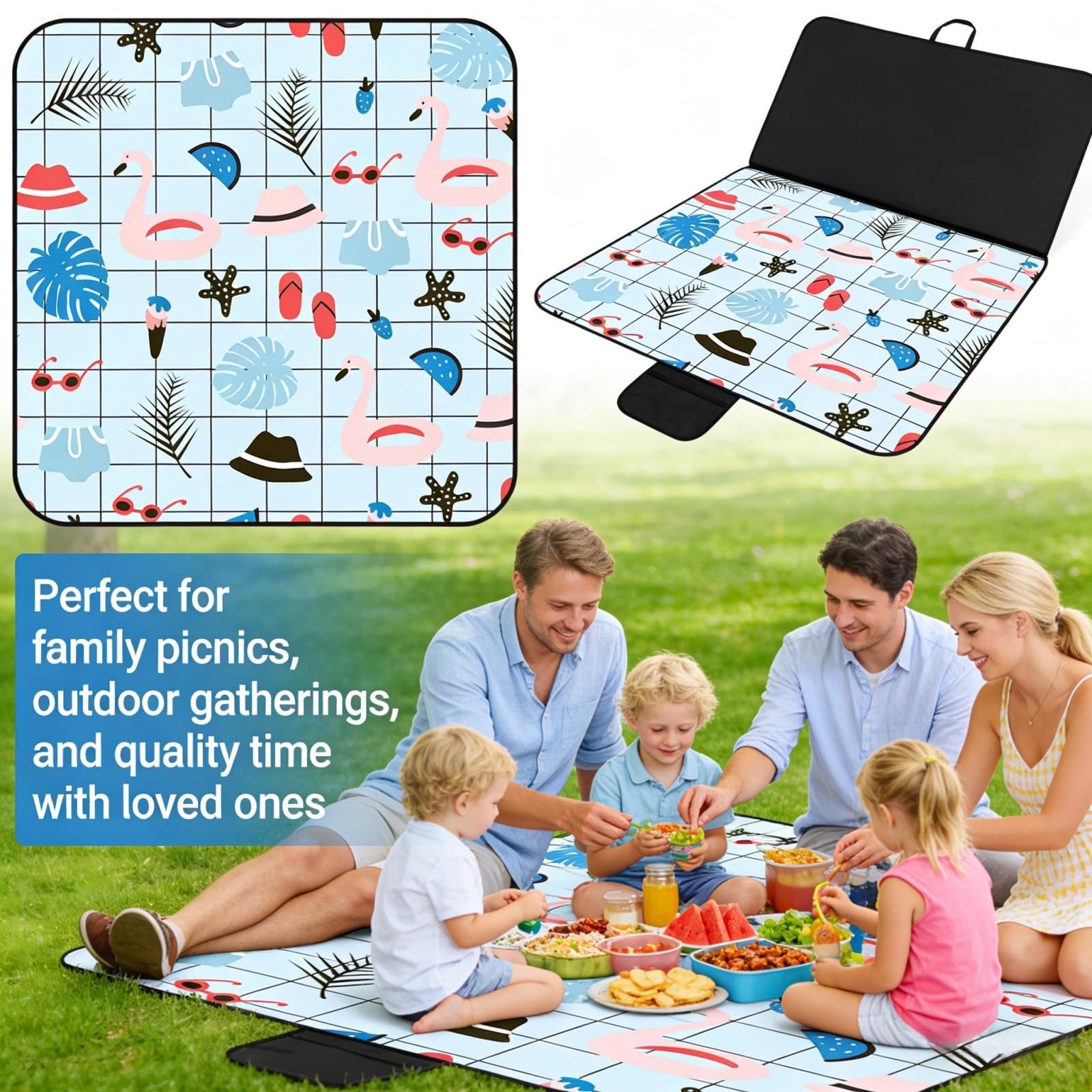Couverture de Pique Nique Compacte, XXL Nappe Pique Nique Impermeable Couverture de Camping Léger et Portable Tapis de Plage Anti Sable (Empreinte de Feuille 8,300x200cm)