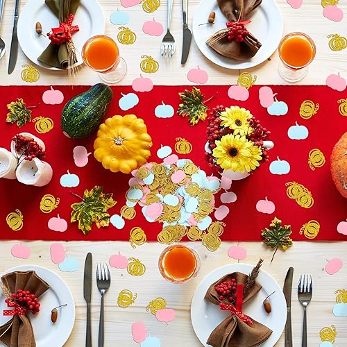 Miniatura 2 de 500 piezas de decoración de otoño para revelación de género, confeti de calabaza, suministros de fiesta de baby shower, confeti con purpurina